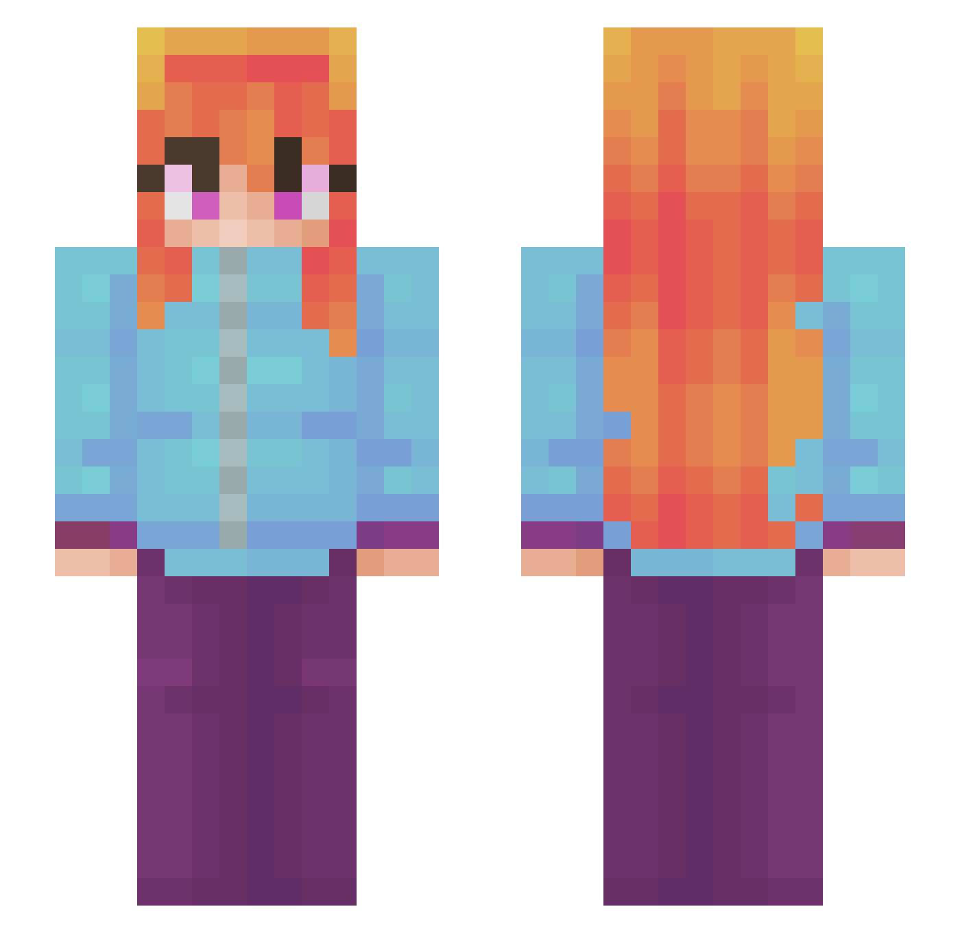 Aussidile Minecraft skin, front and back view