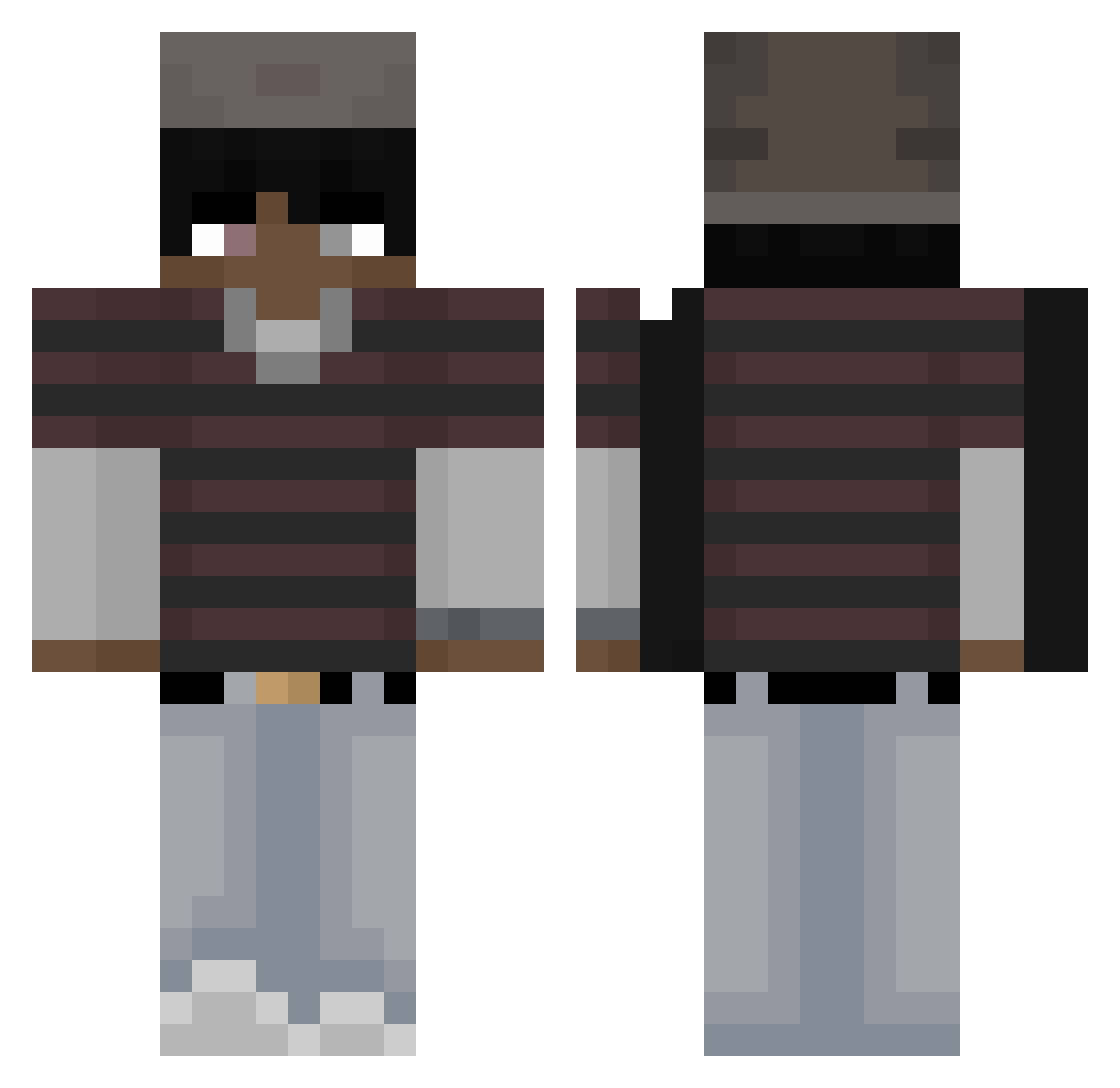 TXKYT_MELLY Minecraft skin, front and back view