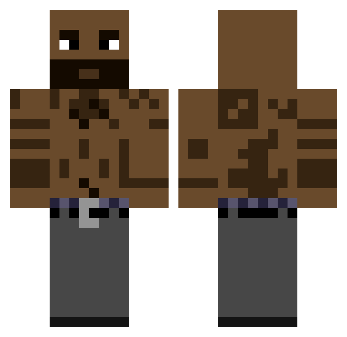 rigbeye Minecraft skin, front and back view