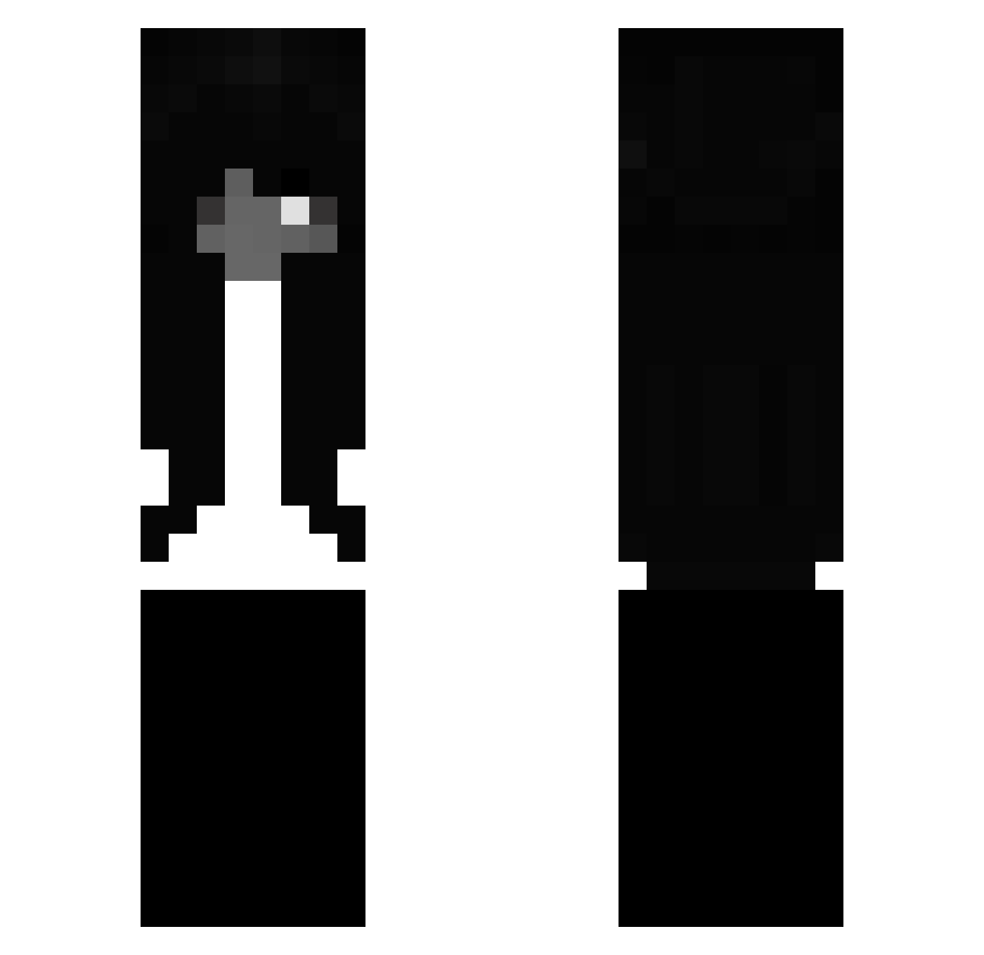 Theropodasaurus Minecraft skin, front and back view
