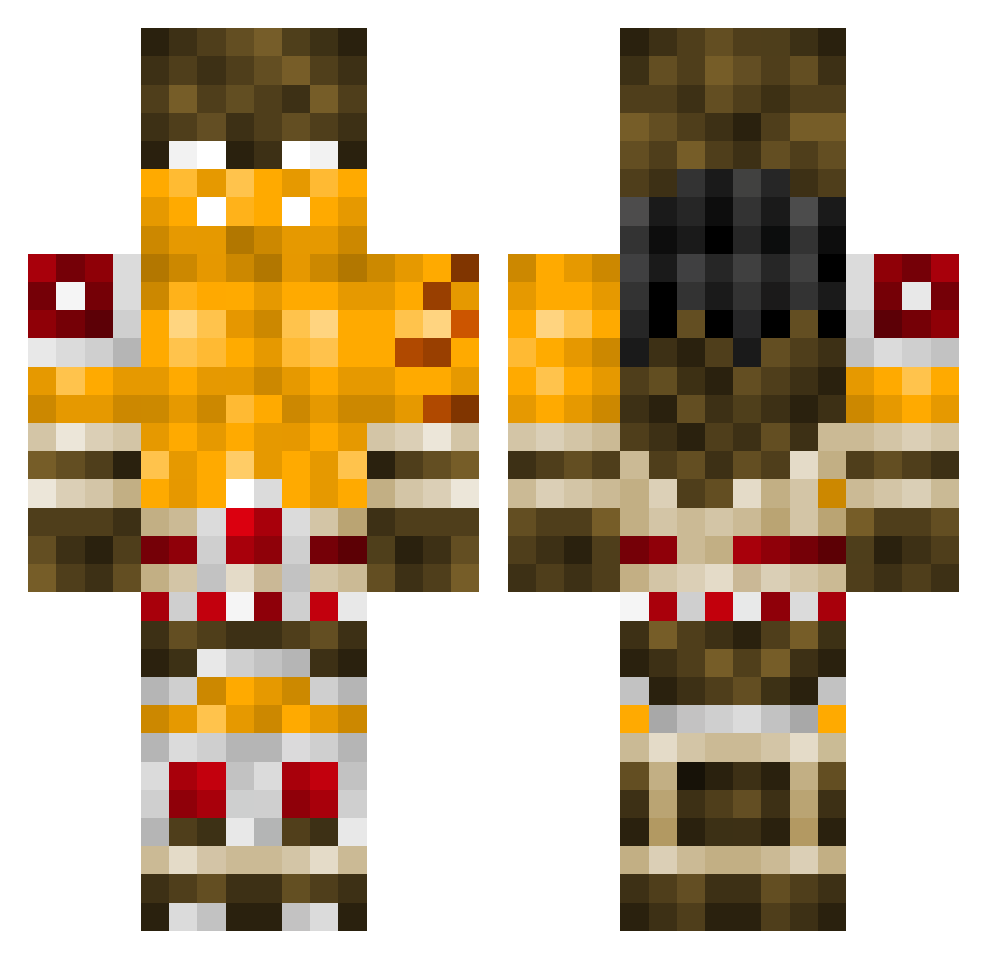 Deadavengerz Minecraft skin, front and back view