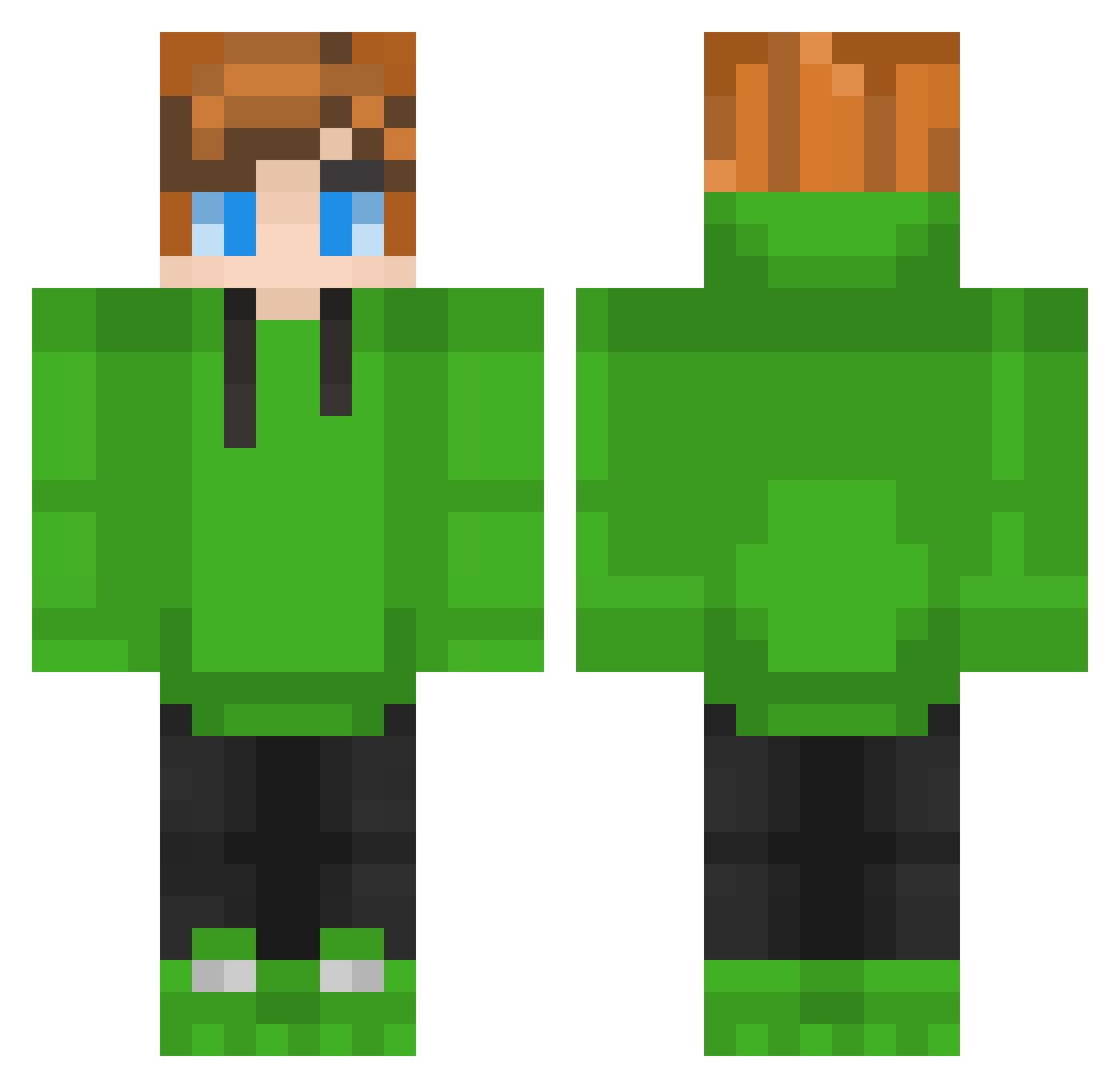 sorenomont Minecraft skin, front and back view