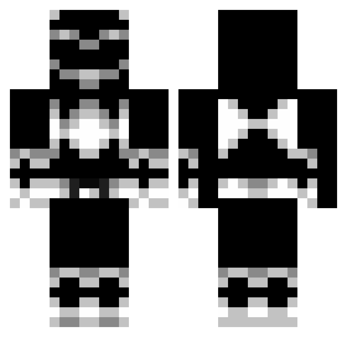 1siX Minecraft skin, front and back view