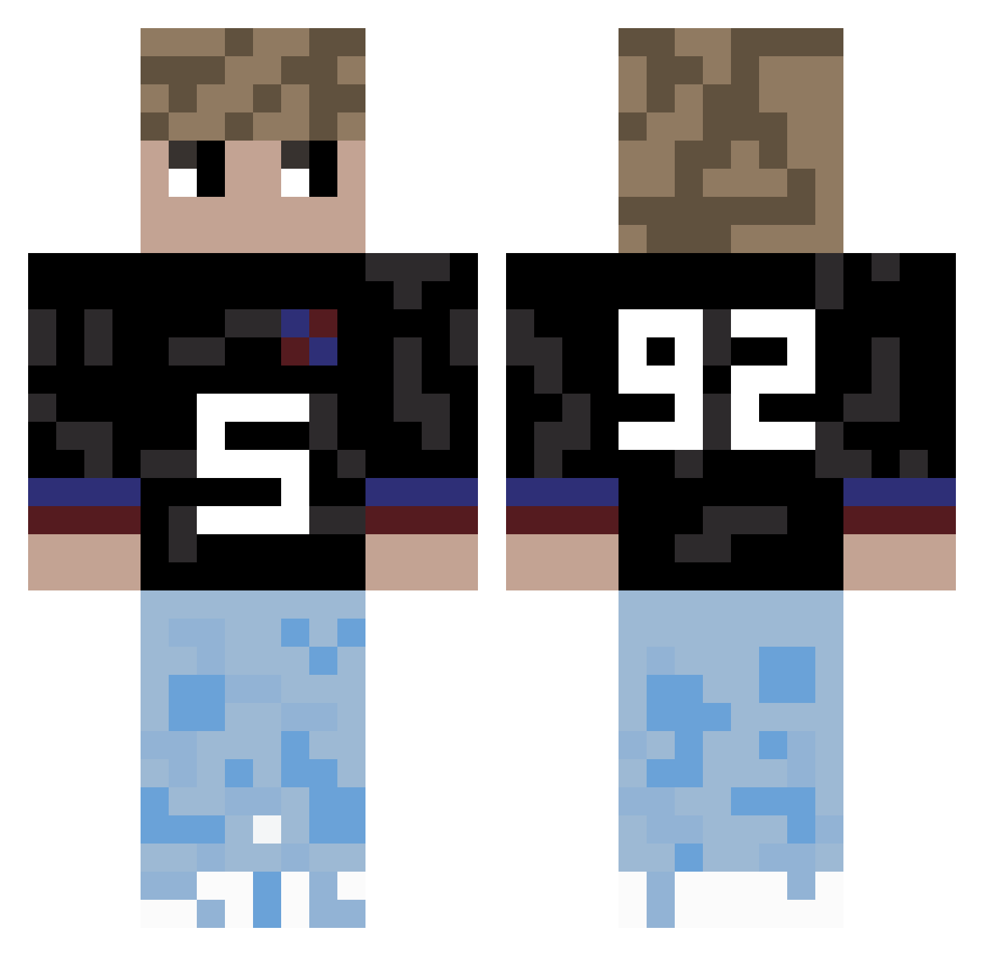 R0NK1NO Minecraft skin, front and back view