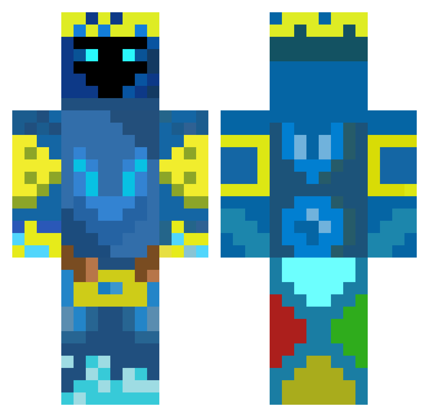 Inteleon34 Minecraft skin, front and back view