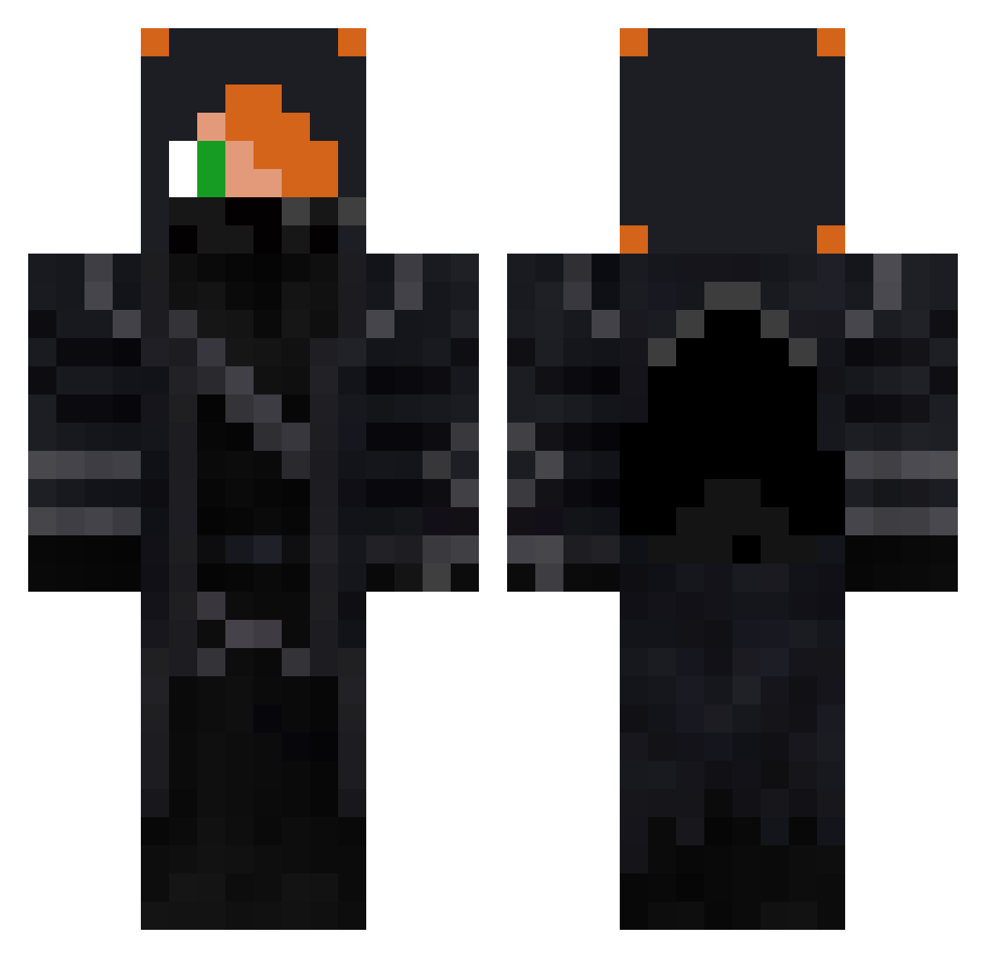 ONEexplorer Minecraft skin, front and back view