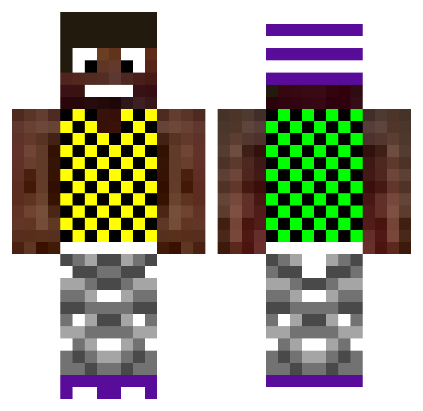 Shameless Minecraft skin, front and back view