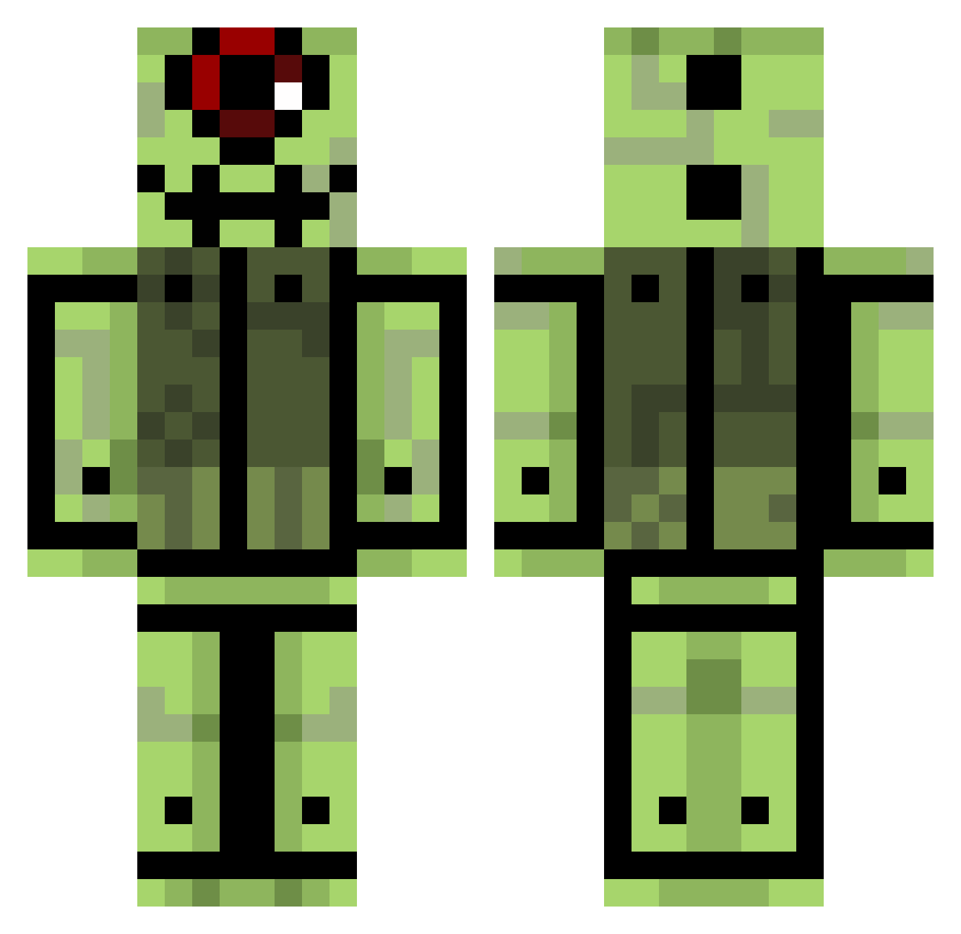 Treble Minecraft skin, front and back view