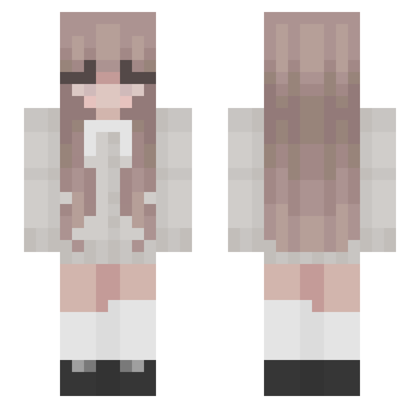 BluSkyess Minecraft skin, front and back view