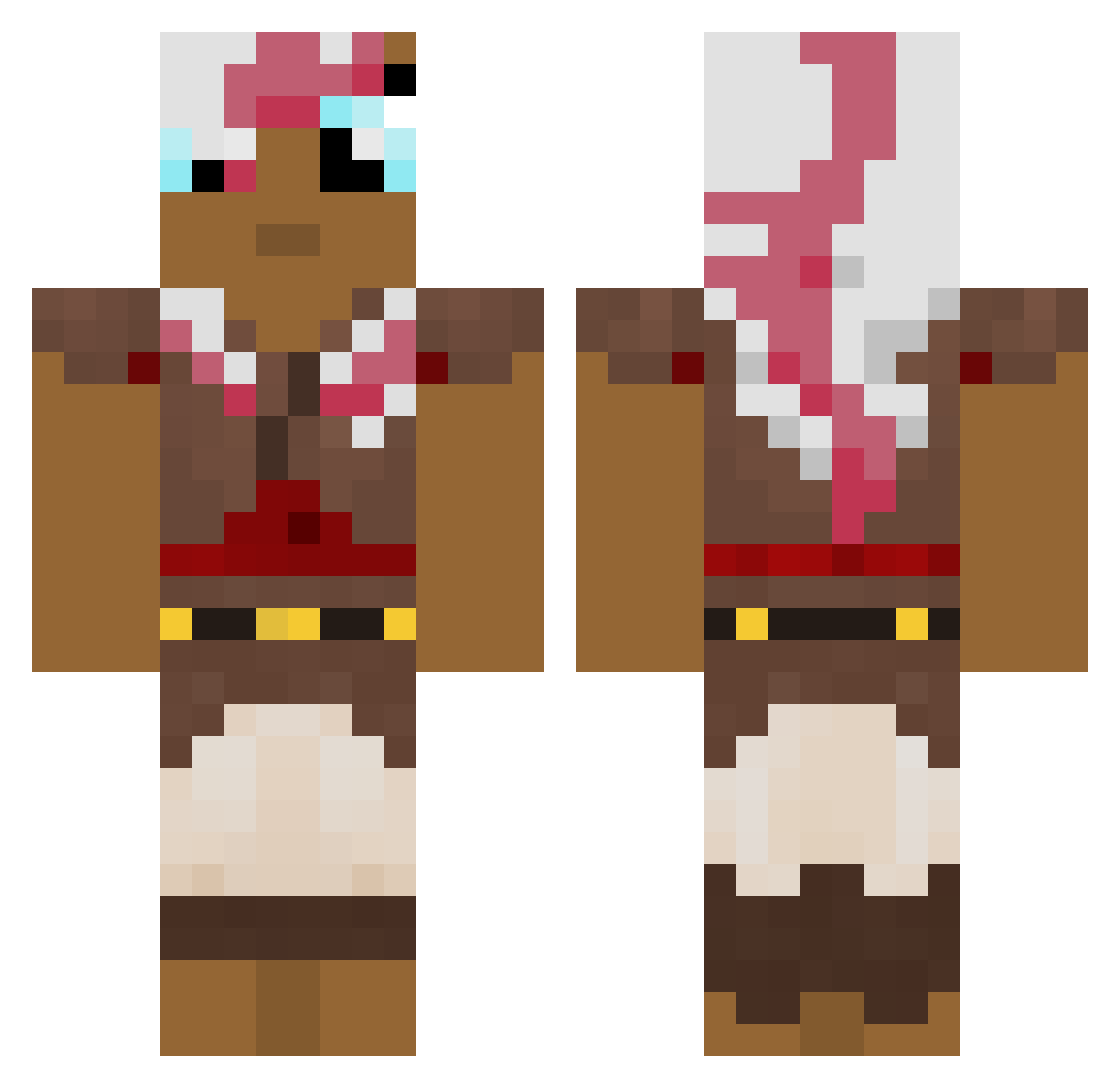 Aubrey Minecraft skin, front and back view