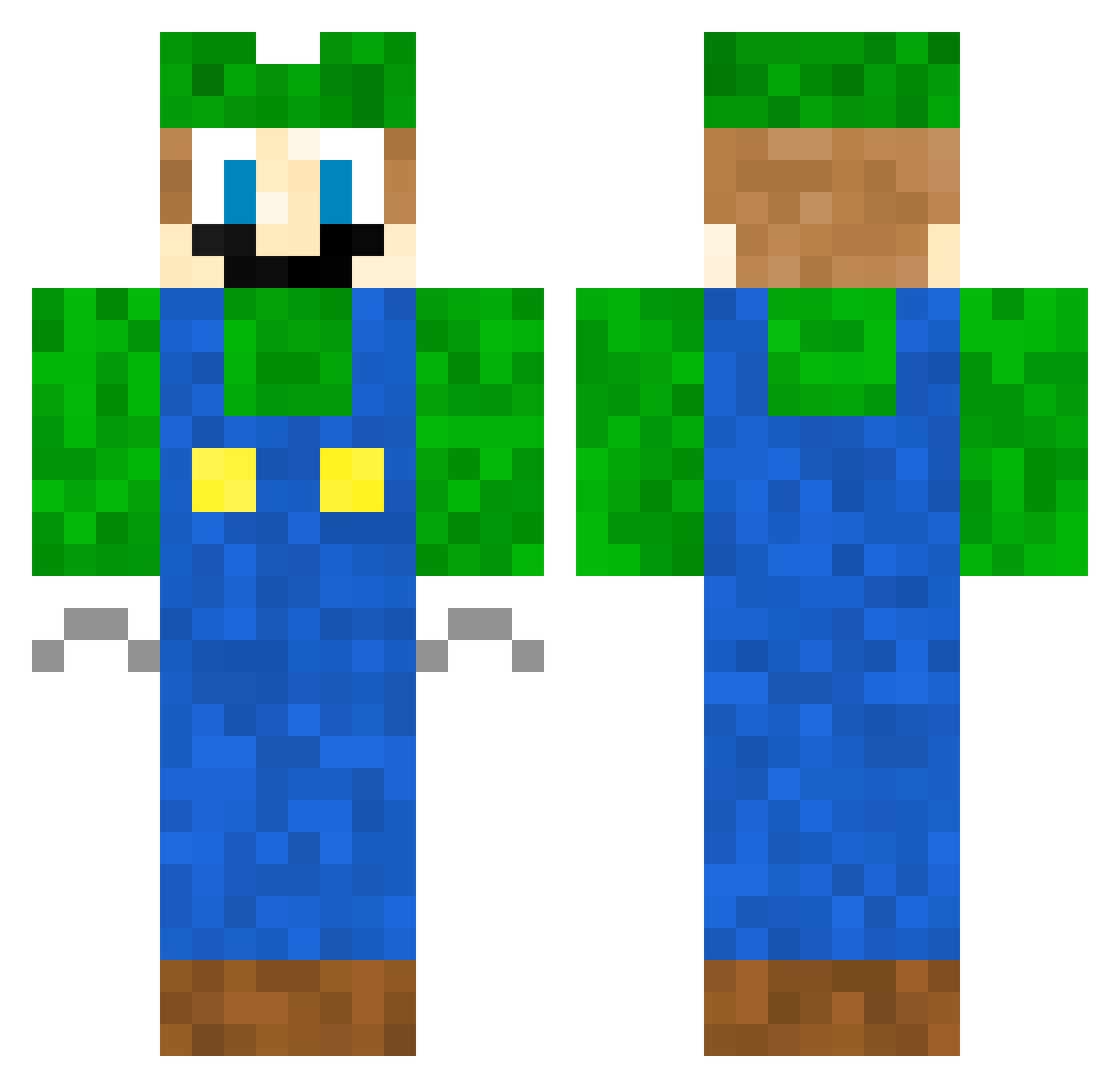 Marioo64 Minecraft skin, front and back view
