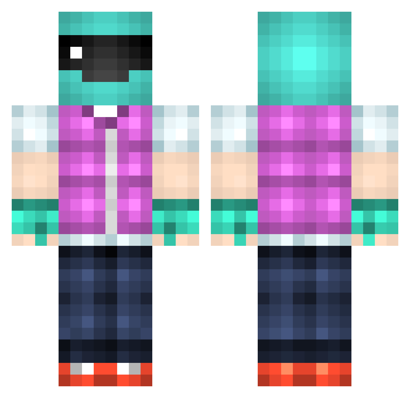 Domkafr Minecraft skin, front and back view