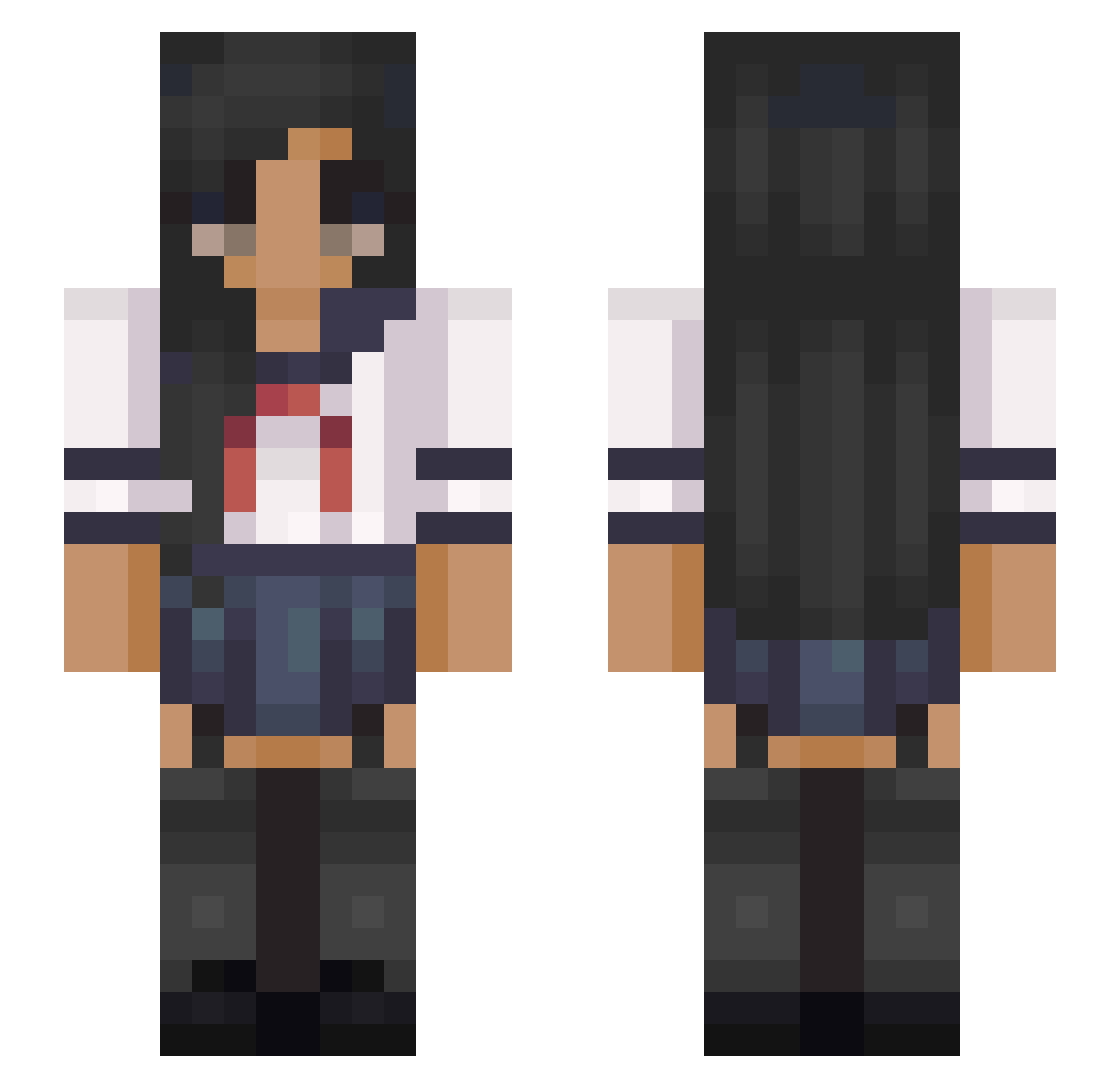 Breqk Minecraft skin, front and back view