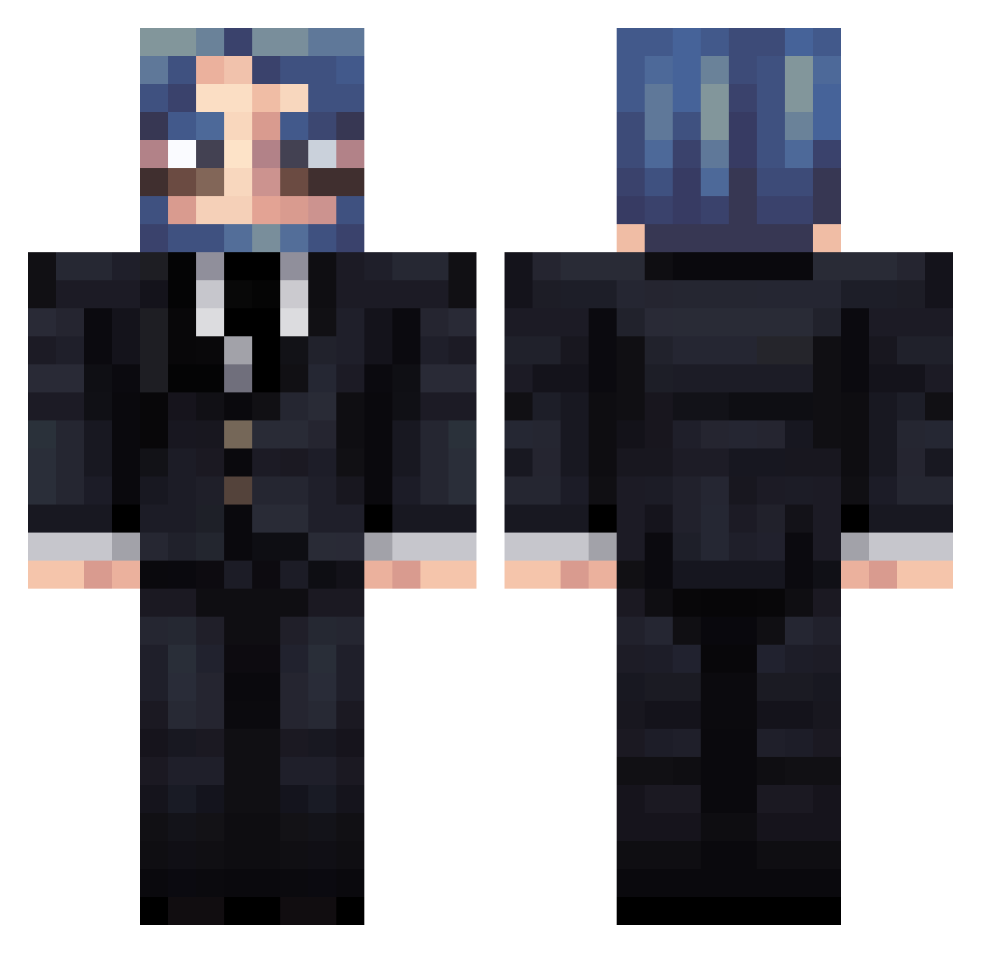 RJ3K Minecraft skin, front and back view