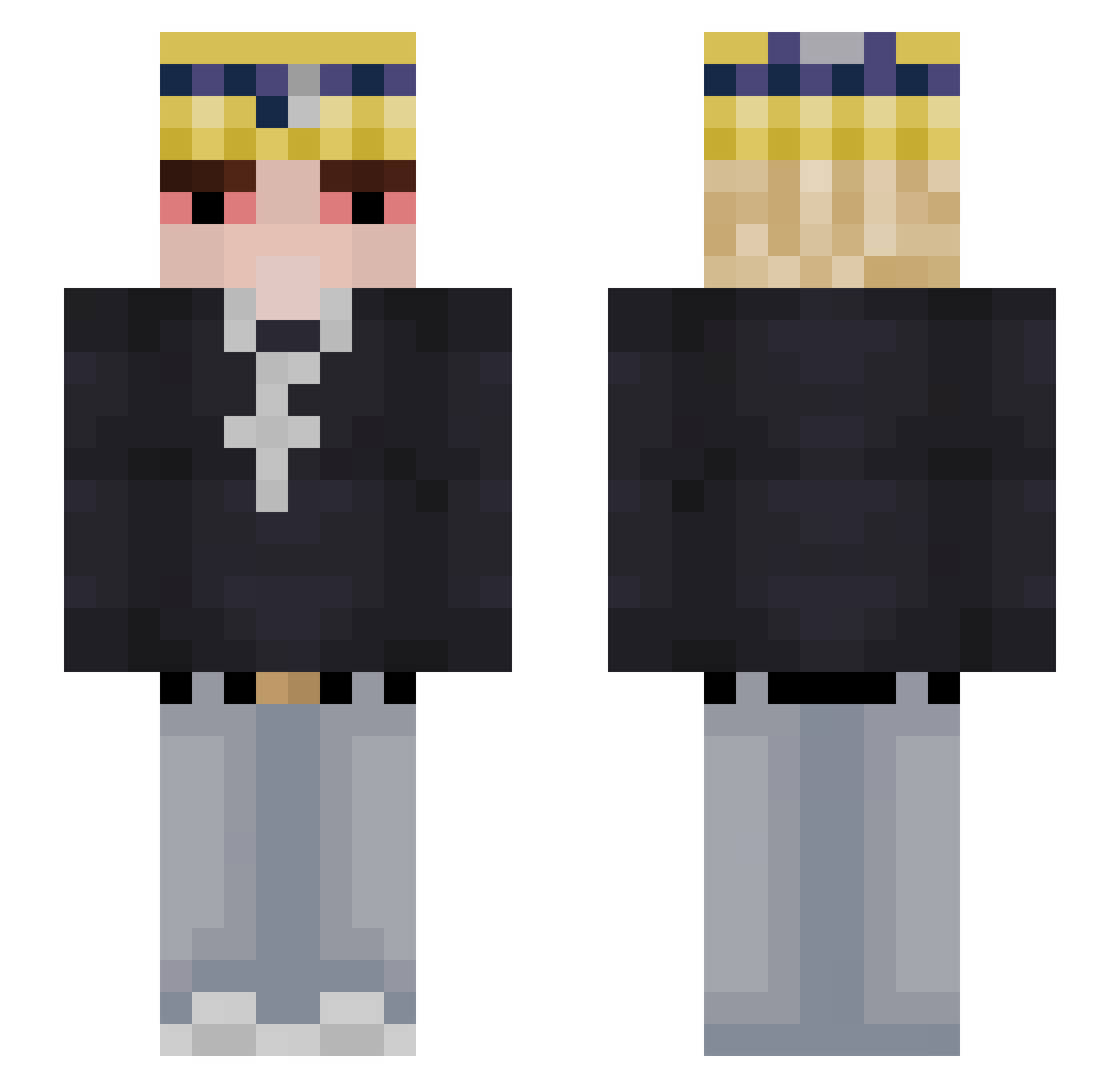 Tewizz Minecraft skin, front and back view