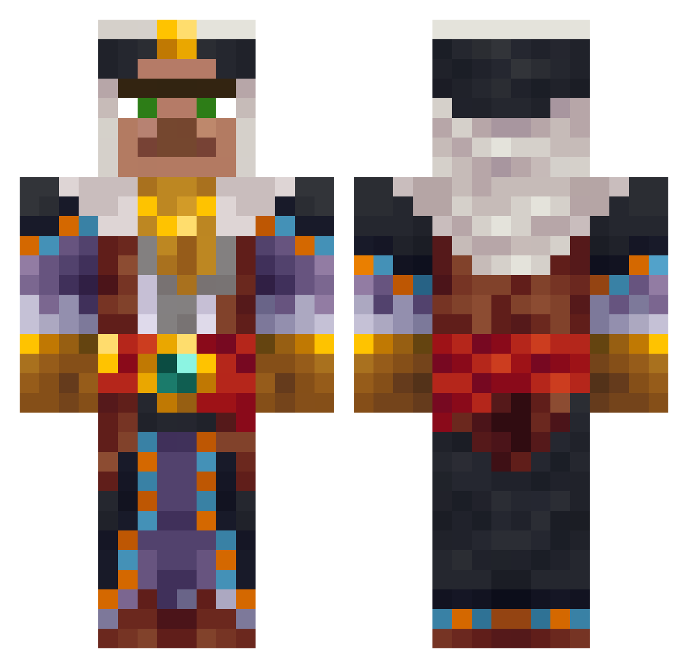 askrack Minecraft skin, front and back view