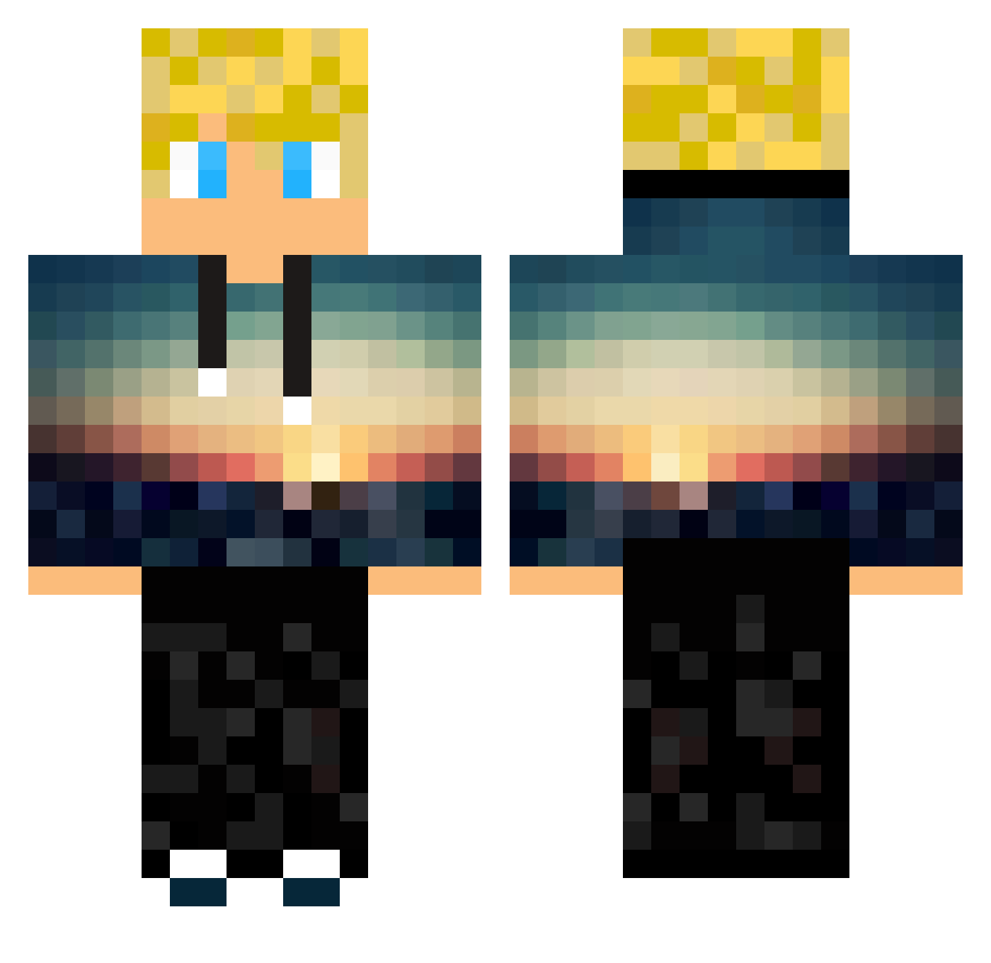 supermuka Minecraft skin, front and back view