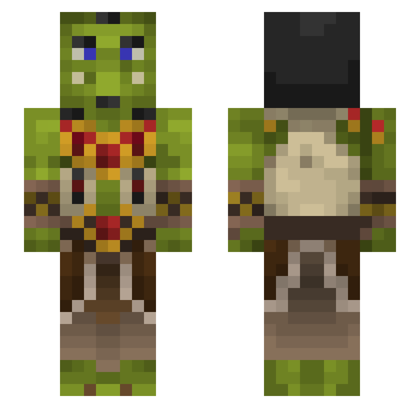 Sekysus Minecraft skin, front and back view