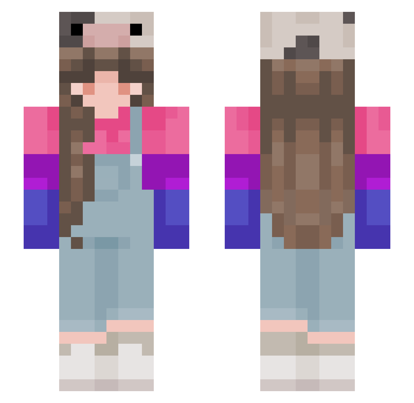 iMqlachai Minecraft skin, front and back view