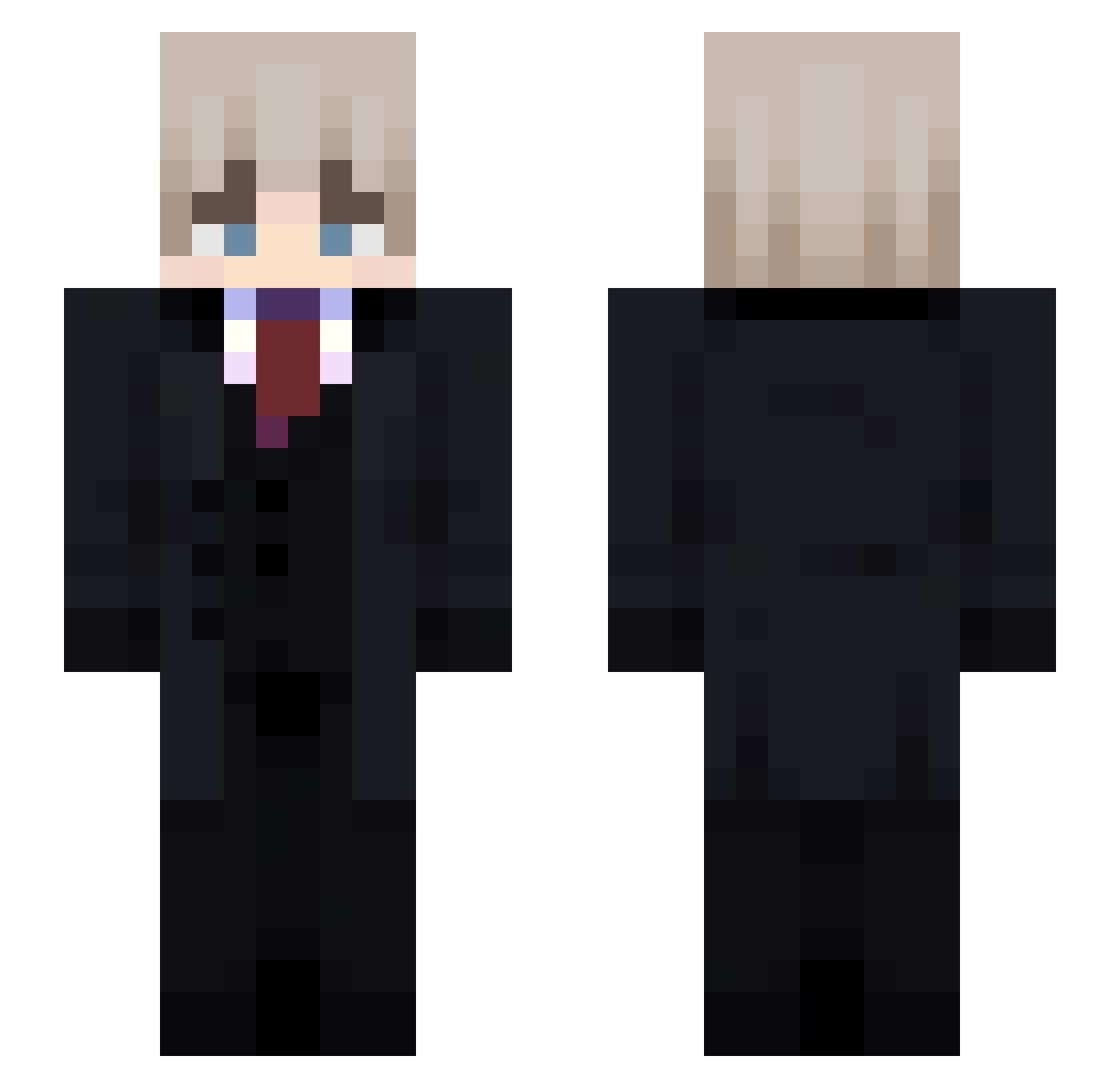 BowzYT Minecraft skin, front and back view