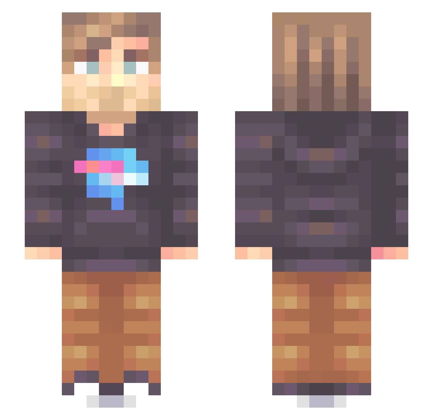 Donination Minecraft skin, front and back view