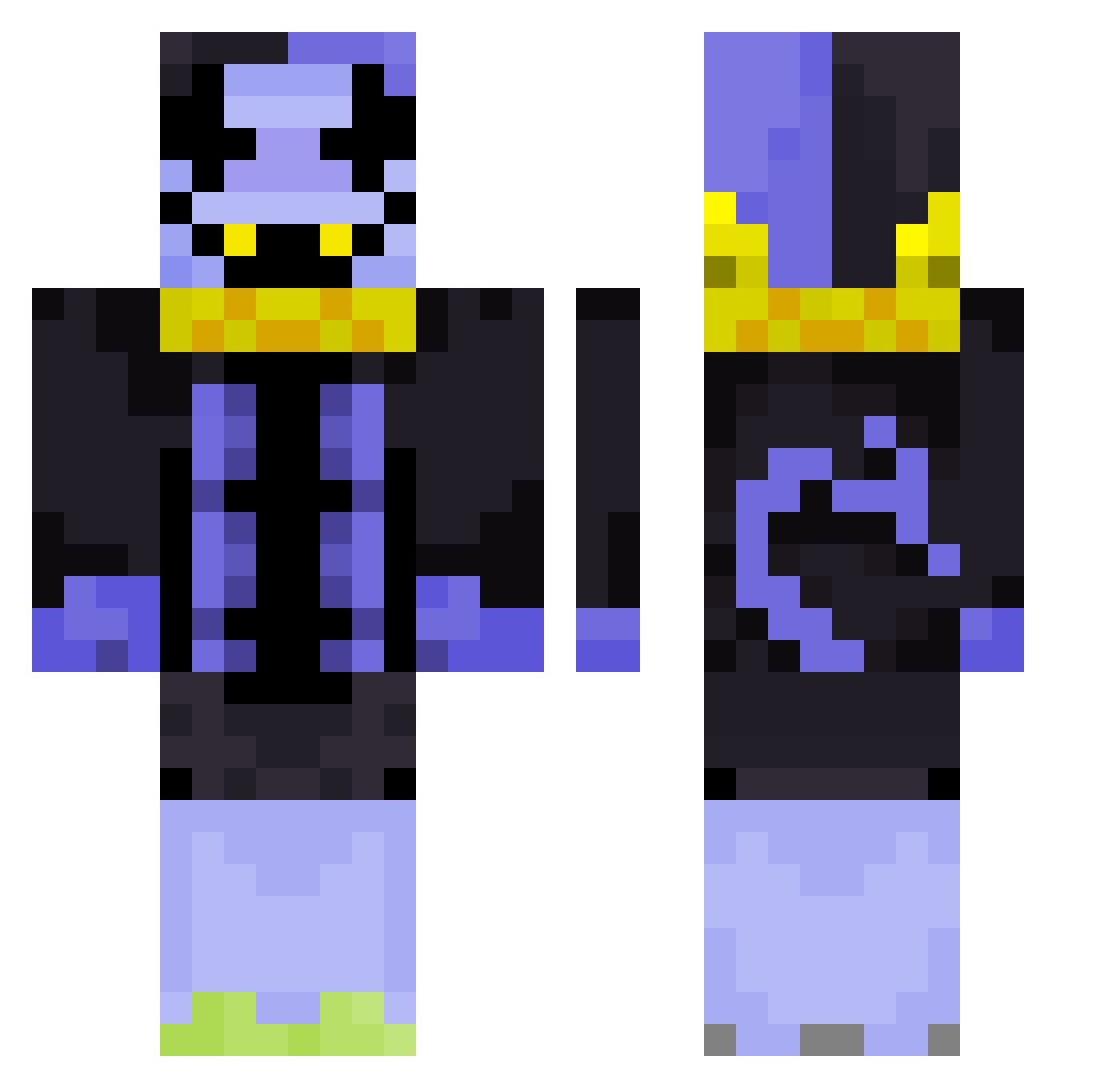 BurntFries_32 Minecraft skin, front and back view