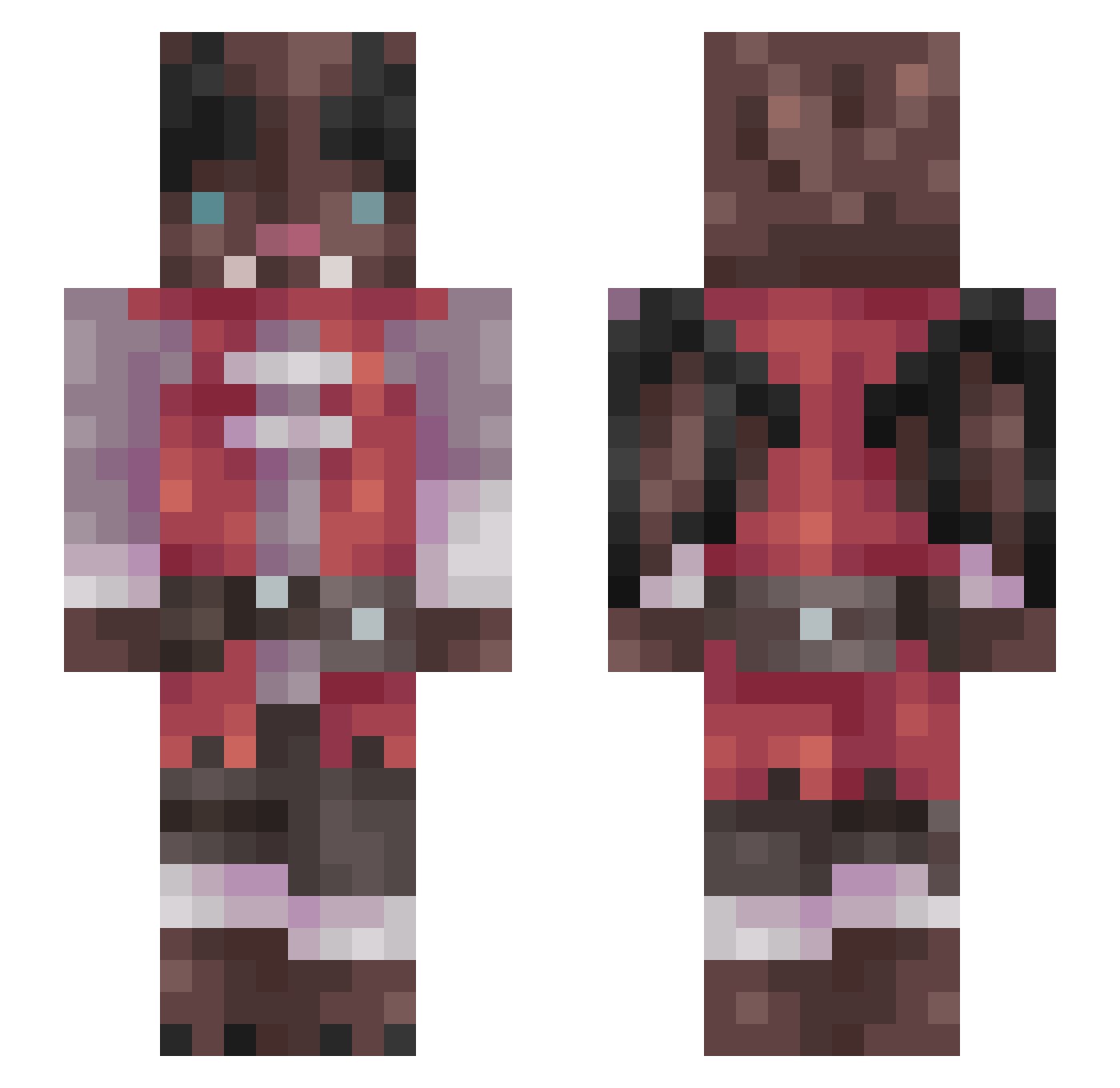 Nicobian Minecraft skin, front and back view