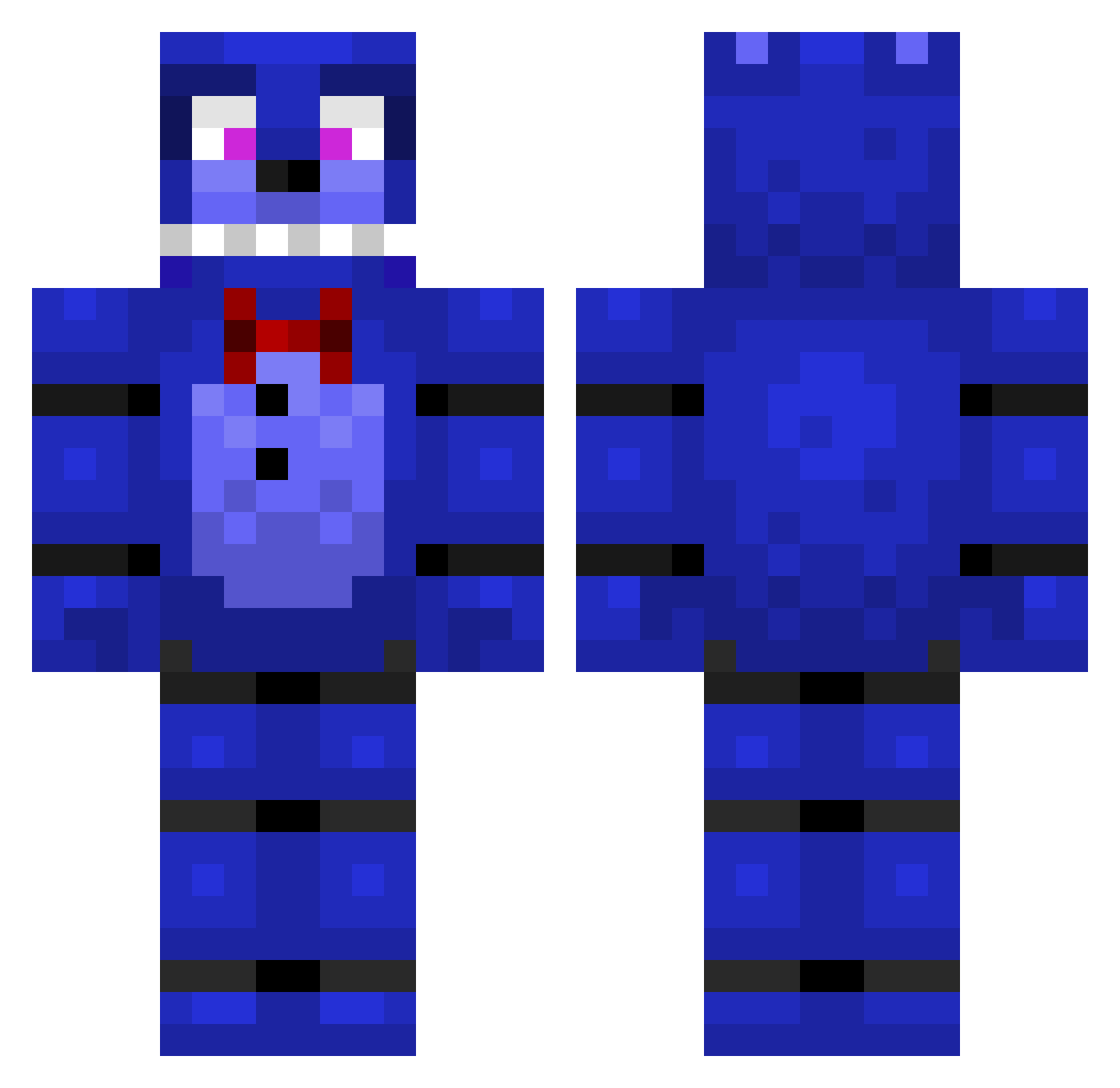 XFlamingThingy Minecraft skin, front and back view