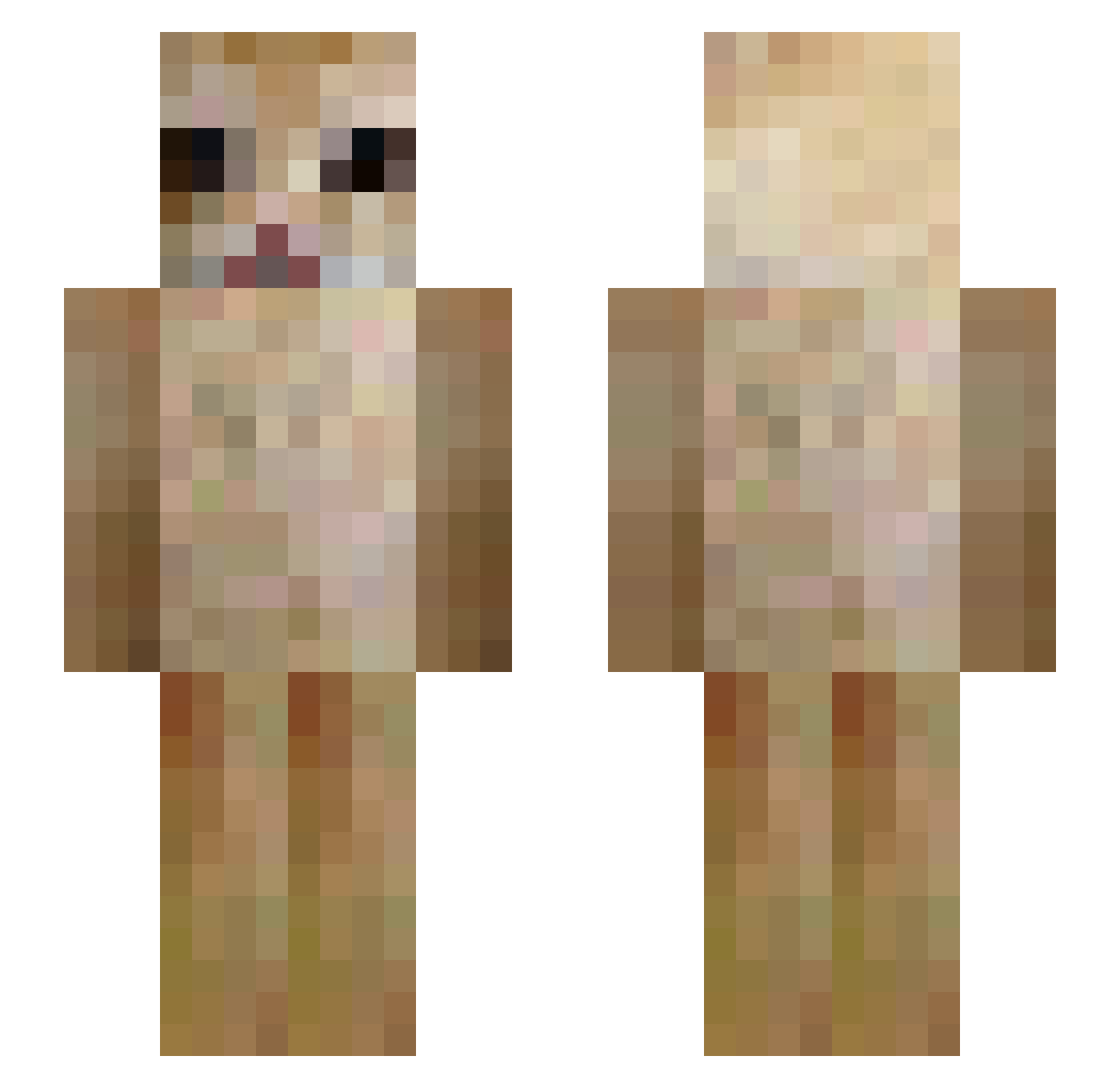 swaglorah Minecraft skin, front and back view