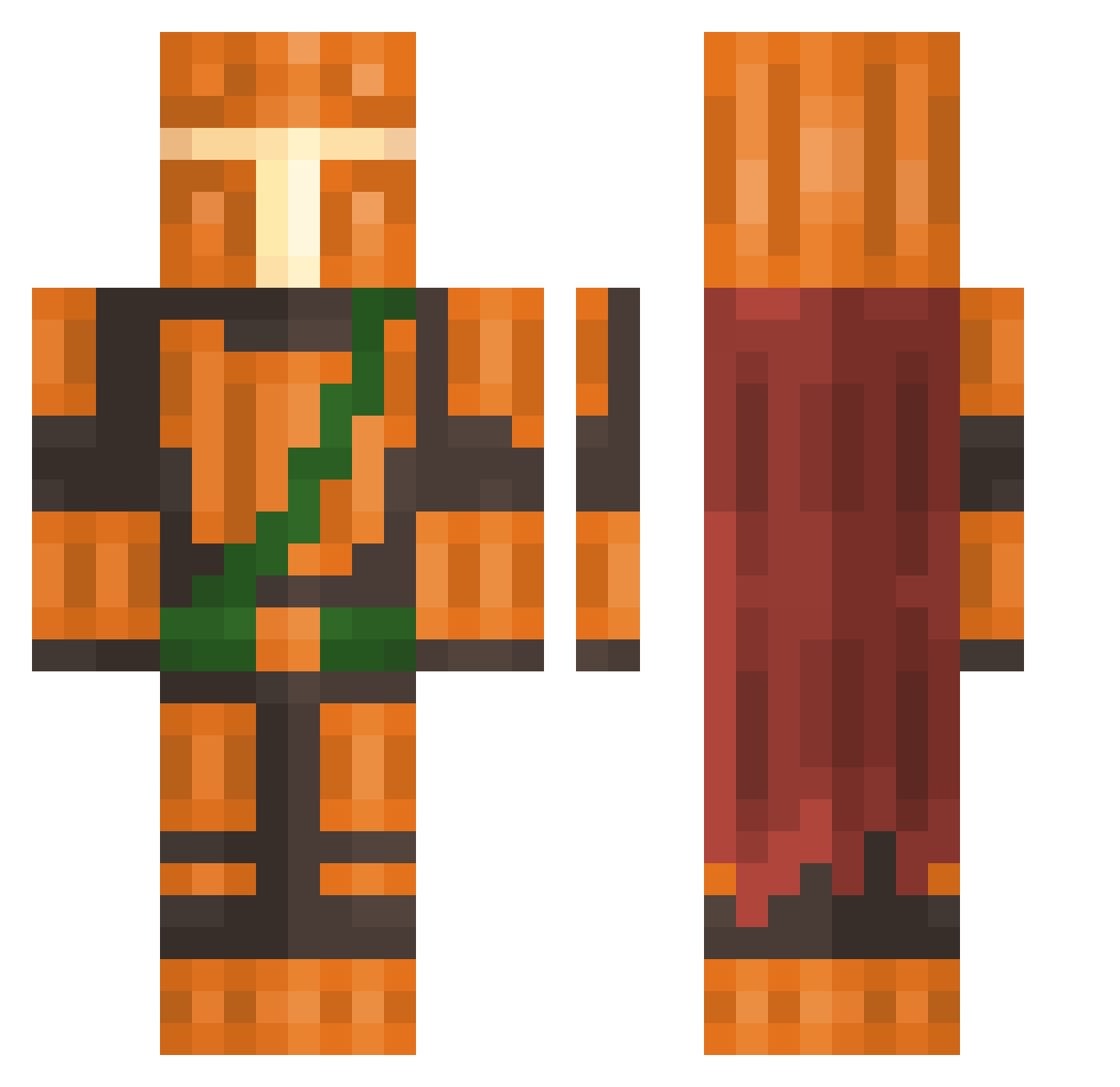 Mister44 Minecraft skin, front and back view