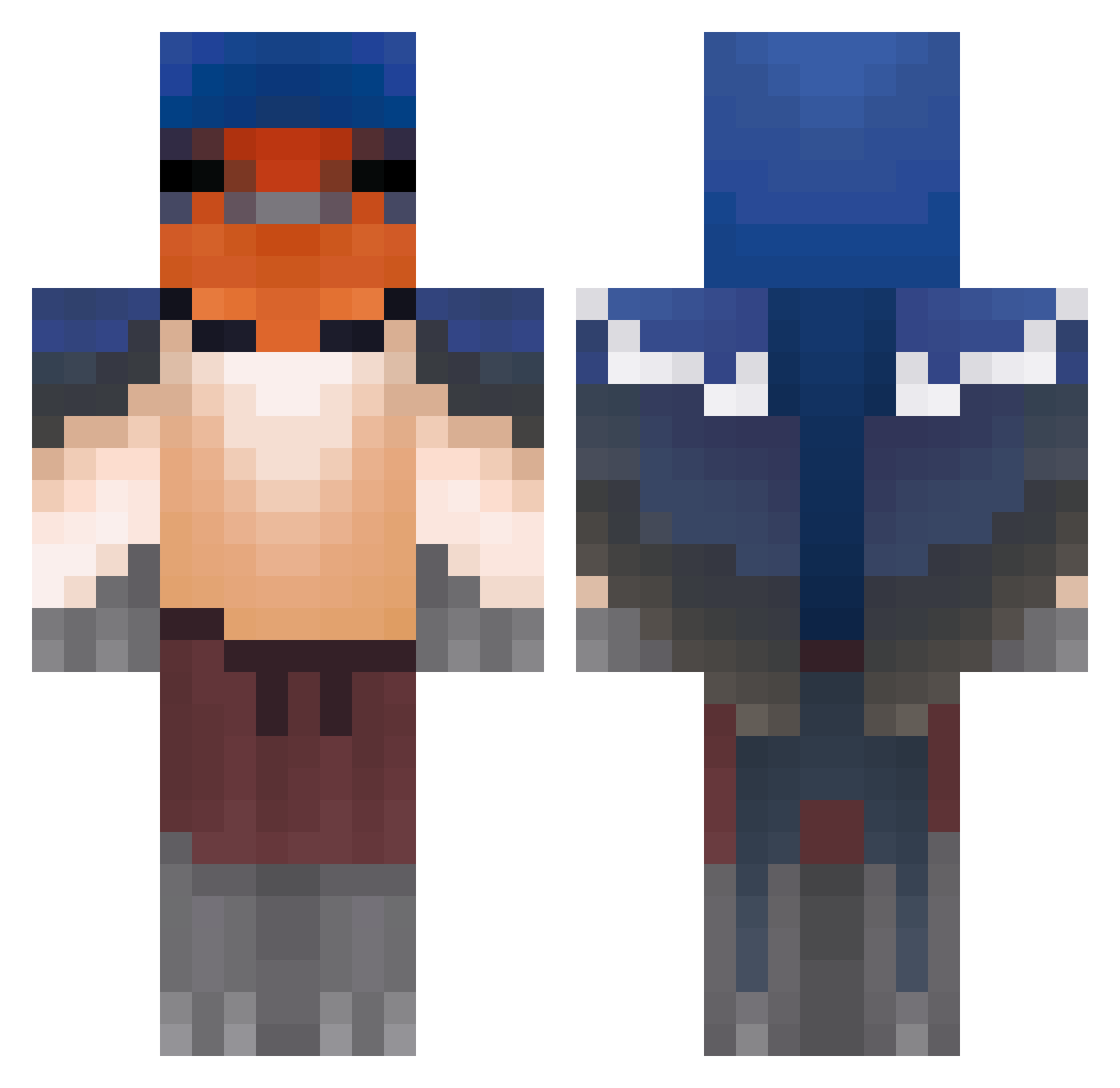 roughlegged Minecraft skin, front and back view