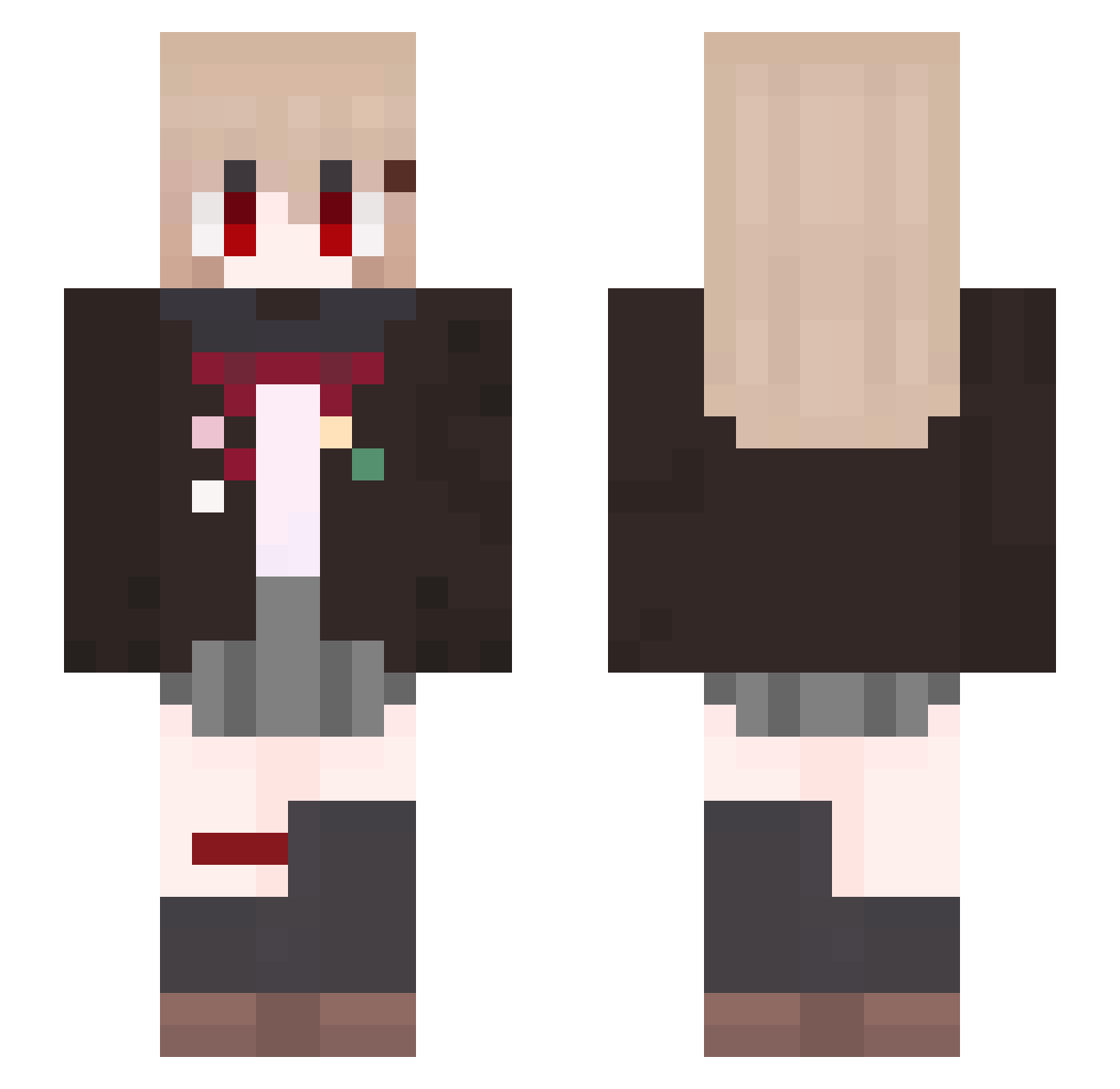 Shelldos Minecraft skin, front and back view