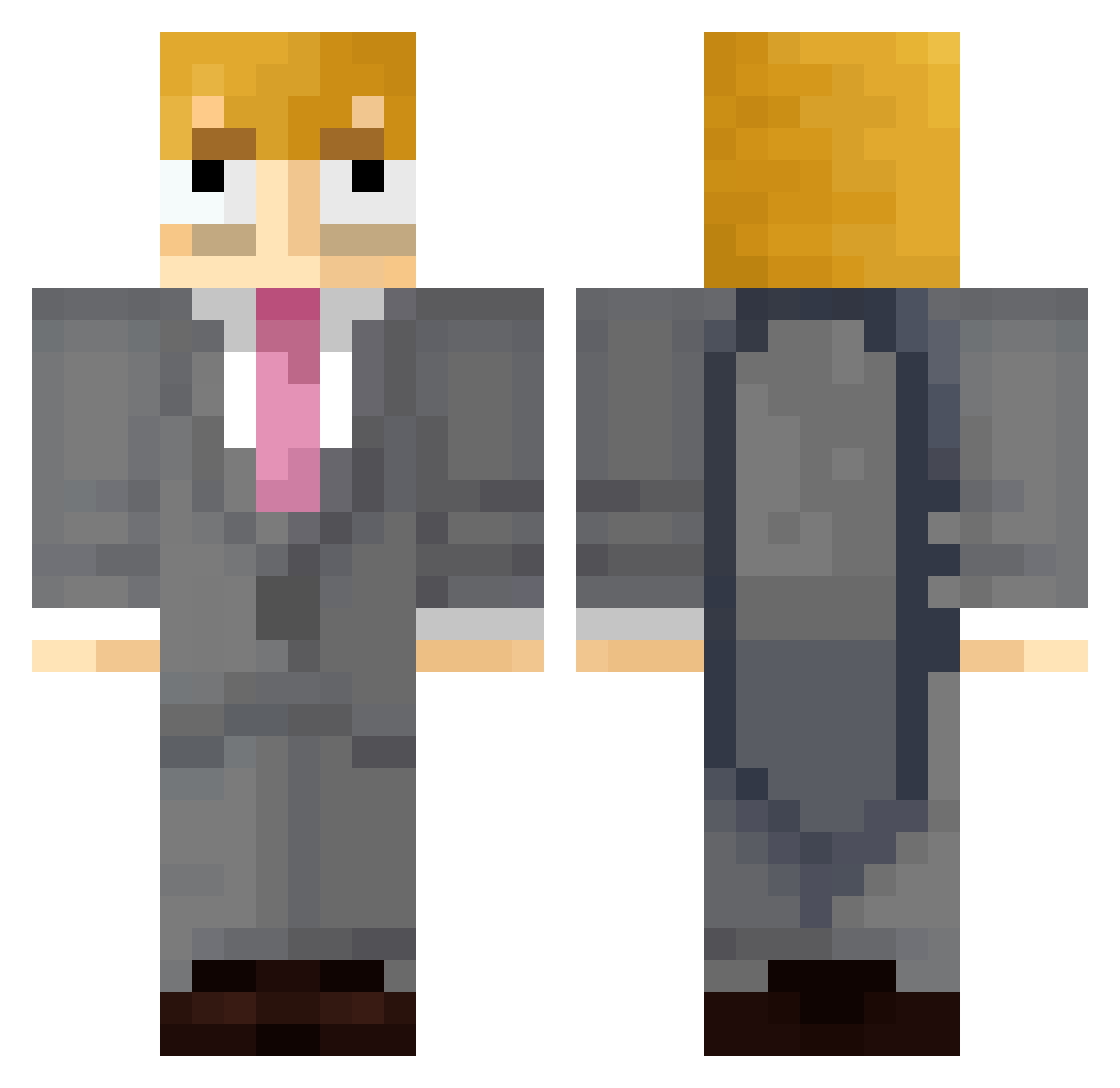 Alxdusty Minecraft skin, front and back view