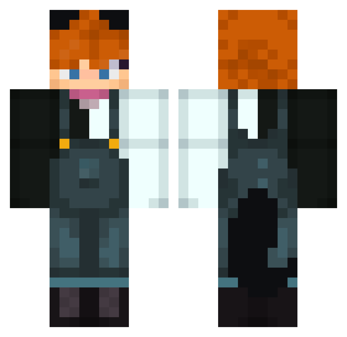 CattyMouse Minecraft skin, front and back view