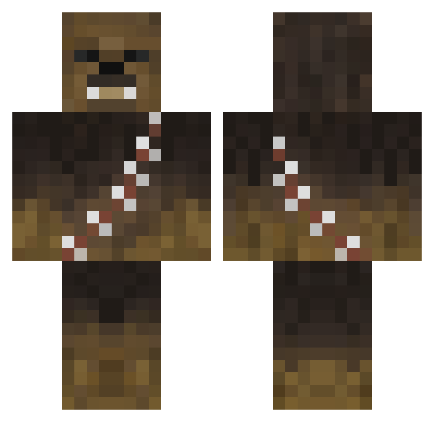 Chew23bacca Minecraft skin, front and back view