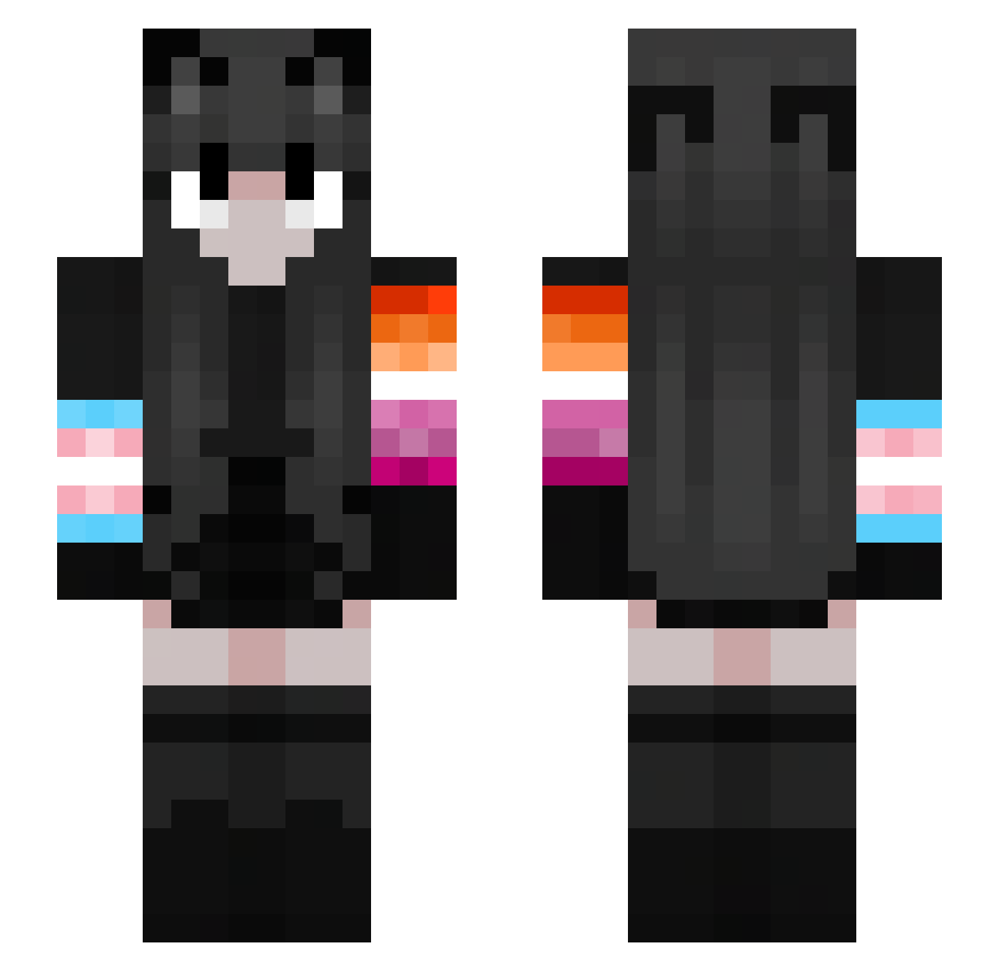 CatGirlBellaa Minecraft skin, front and back view