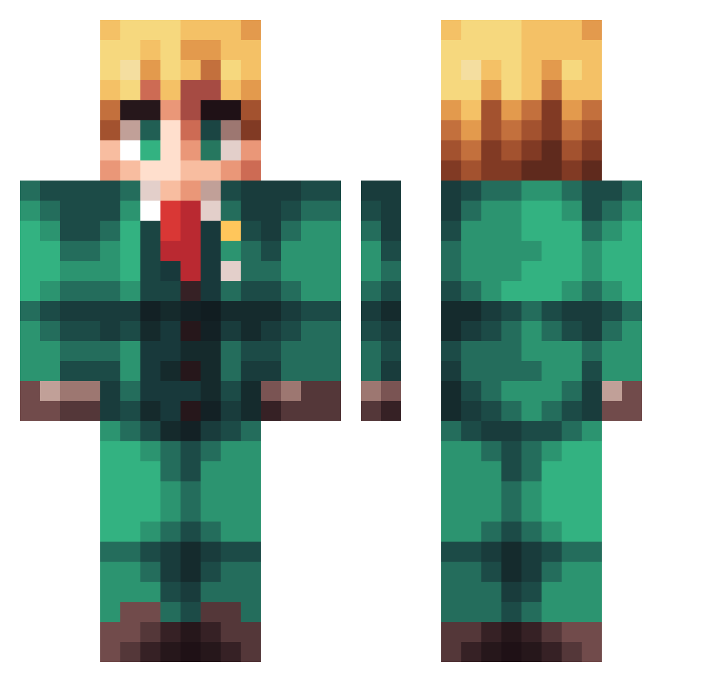 Platea Minecraft skin, front and back view