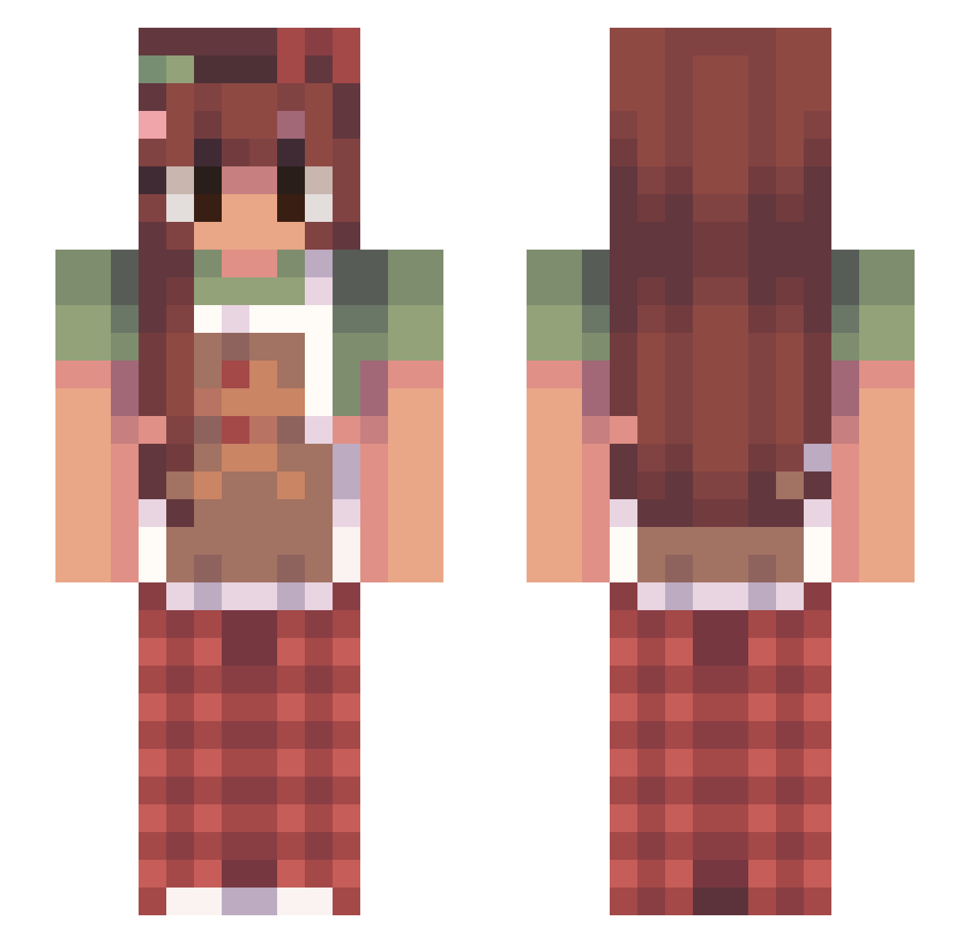 killerlawngnomes Minecraft skin, front and back view