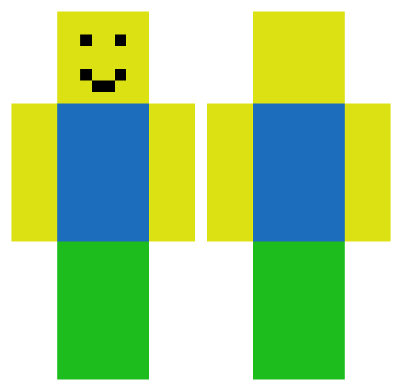 Pozorny Minecraft skin, front and back view