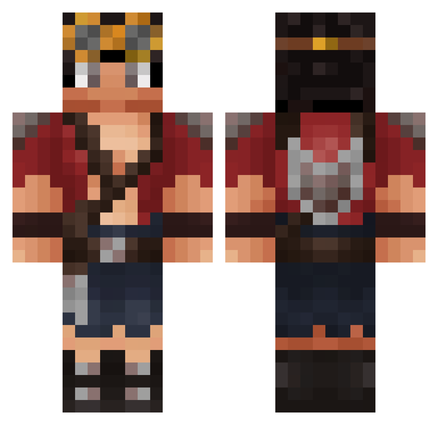 cn1r Minecraft skin, front and back view