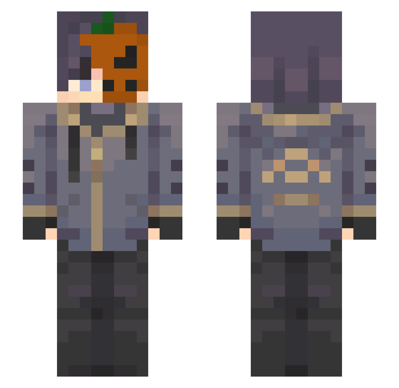 Chris38998 Minecraft skin, front and back view