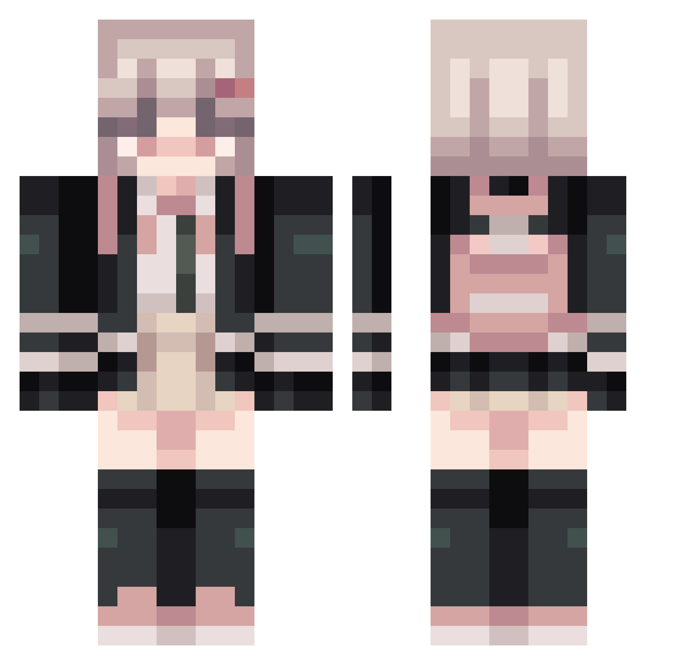 VenomousTurtleX Minecraft skin, front and back view