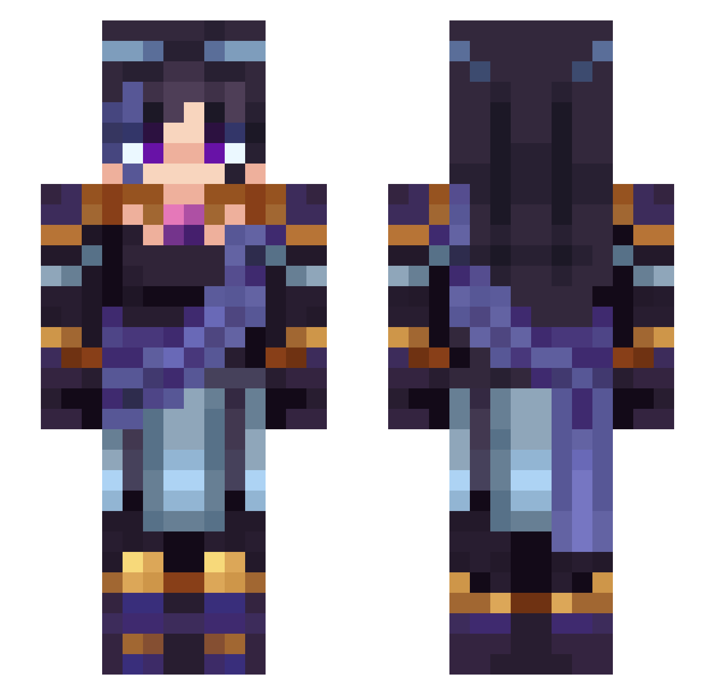 Natsumi_Schwartz Minecraft skin, front and back view