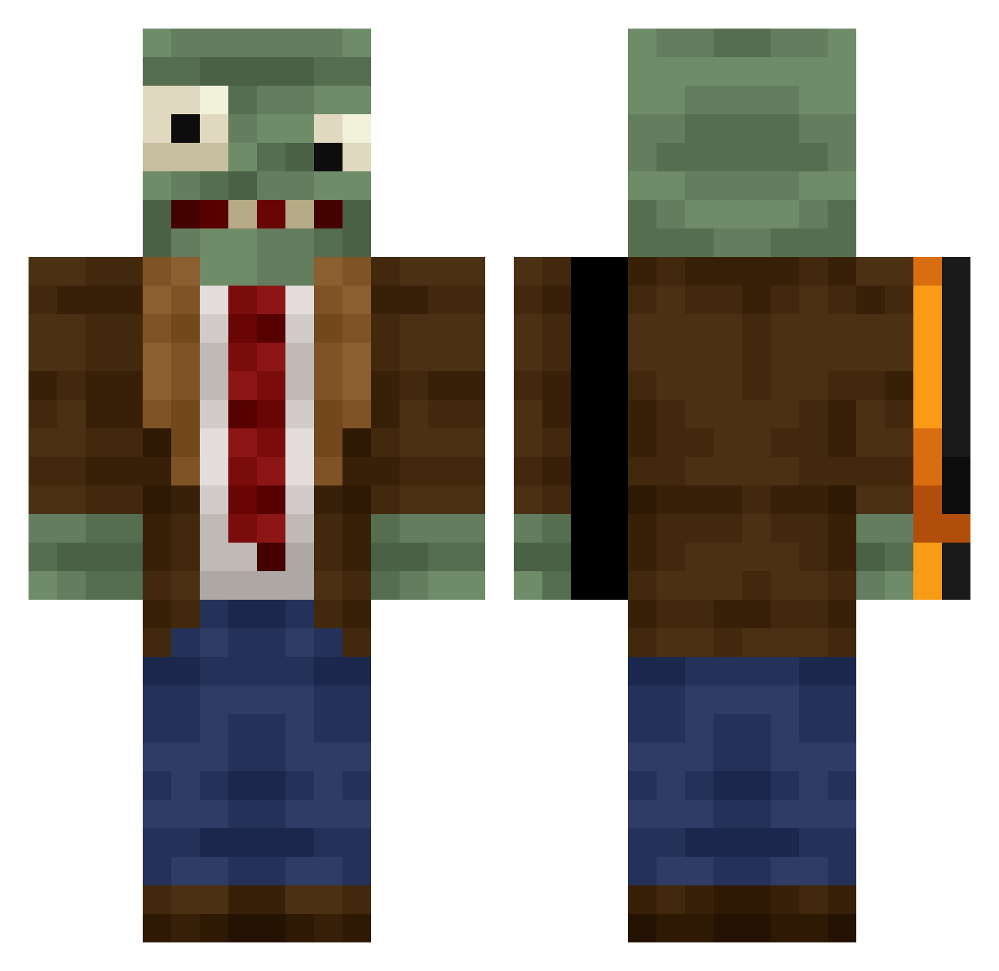 MCNOBOM Minecraft skin, front and back view