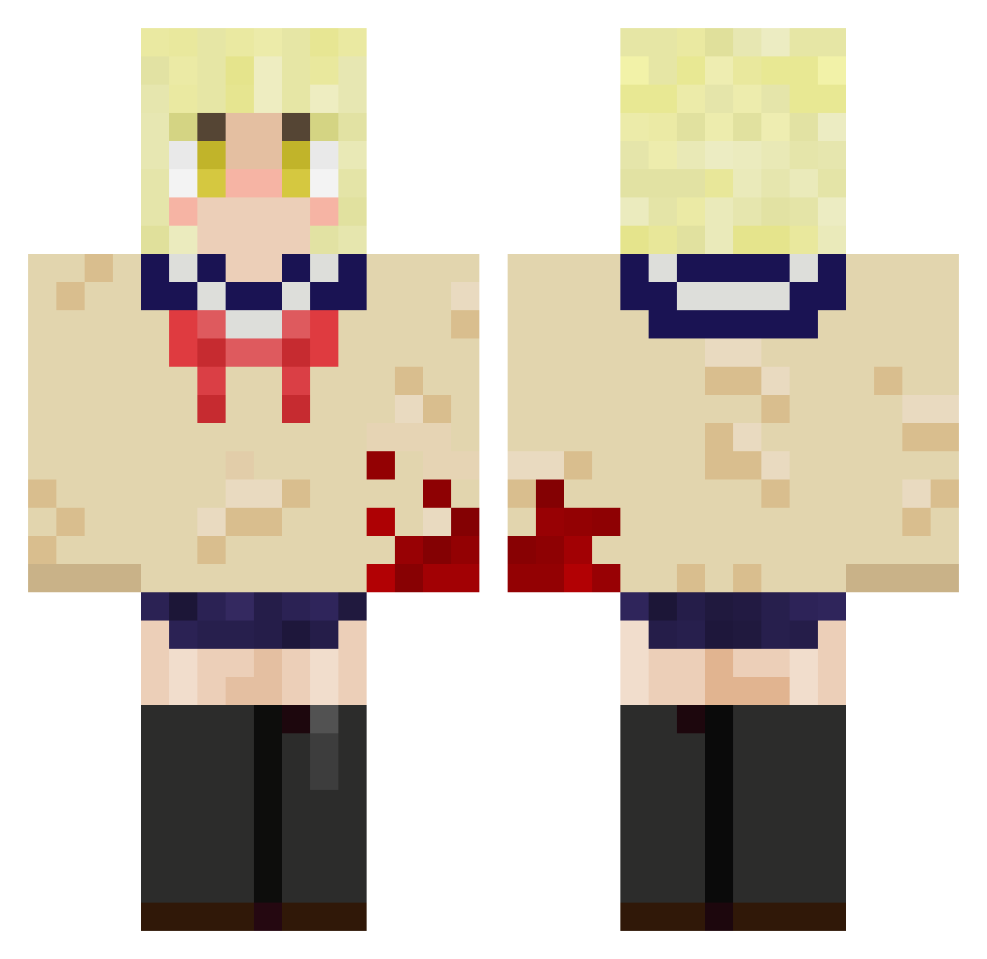Kekky Minecraft skin, front and back view