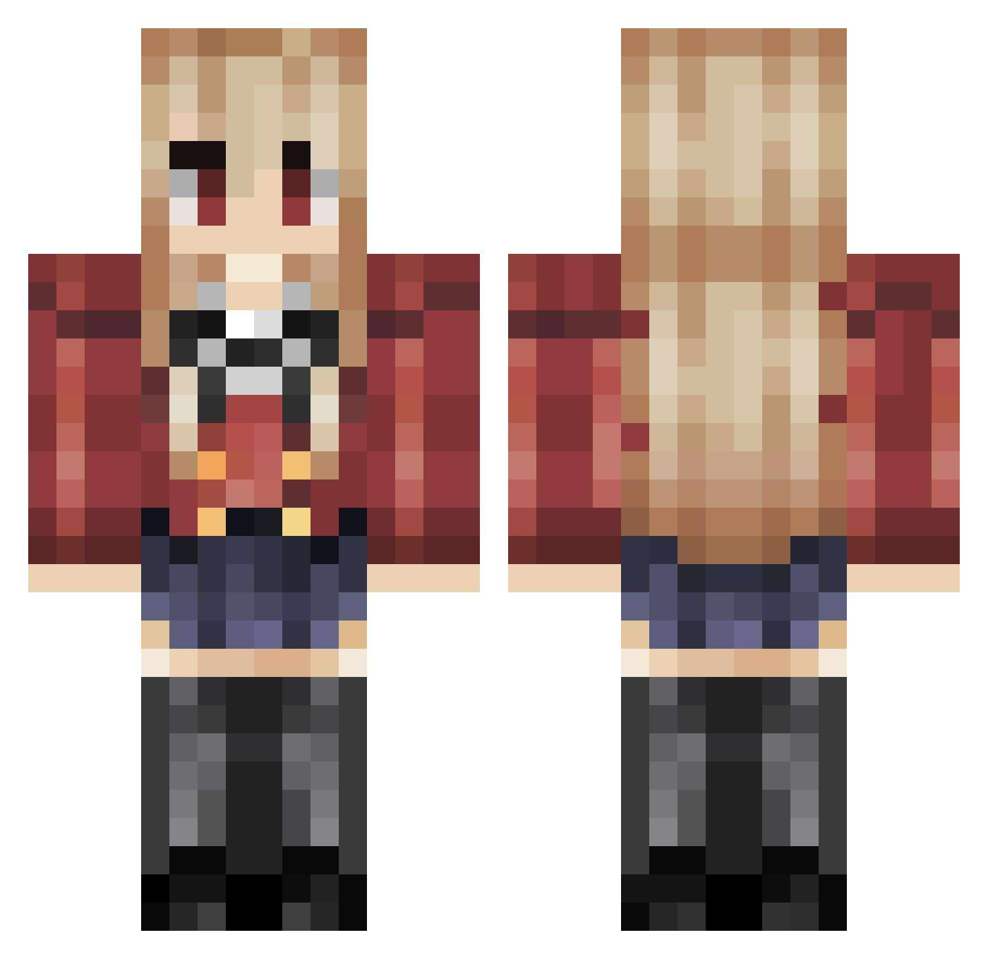 Twazin Minecraft skin, front and back view