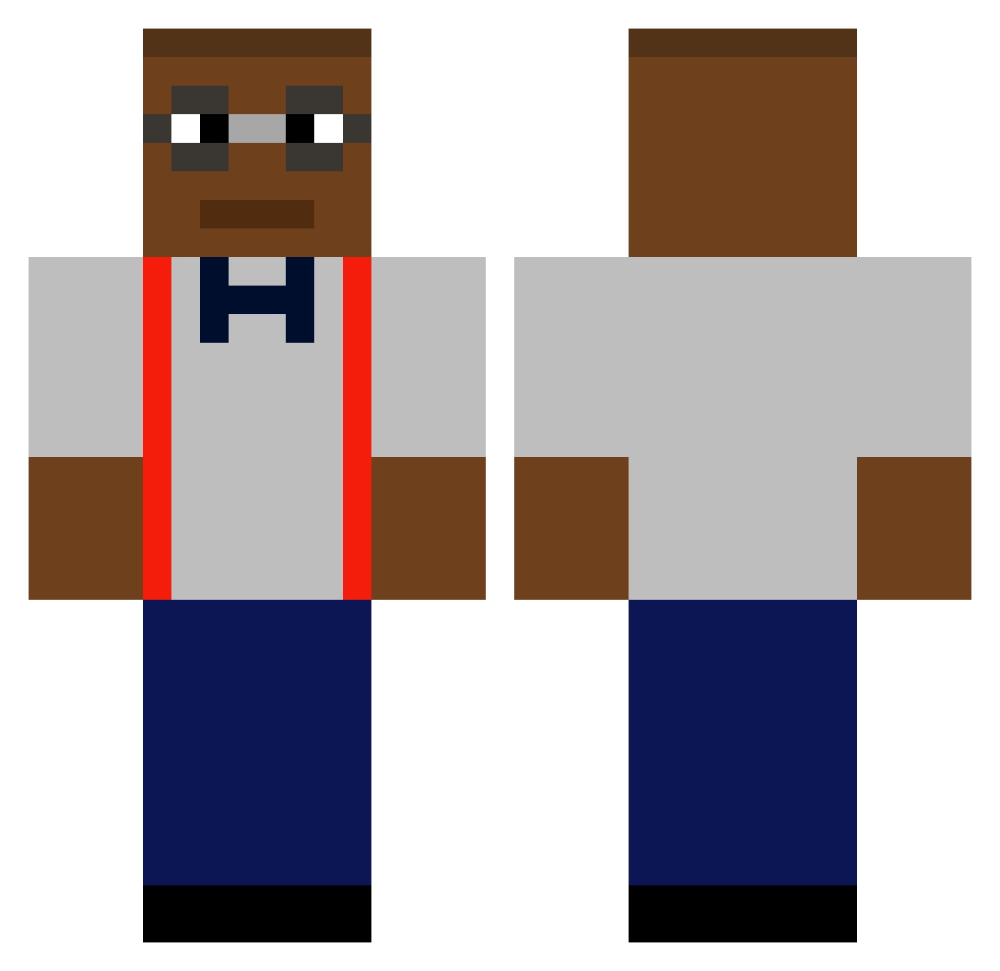 nejkL Minecraft skin, front and back view