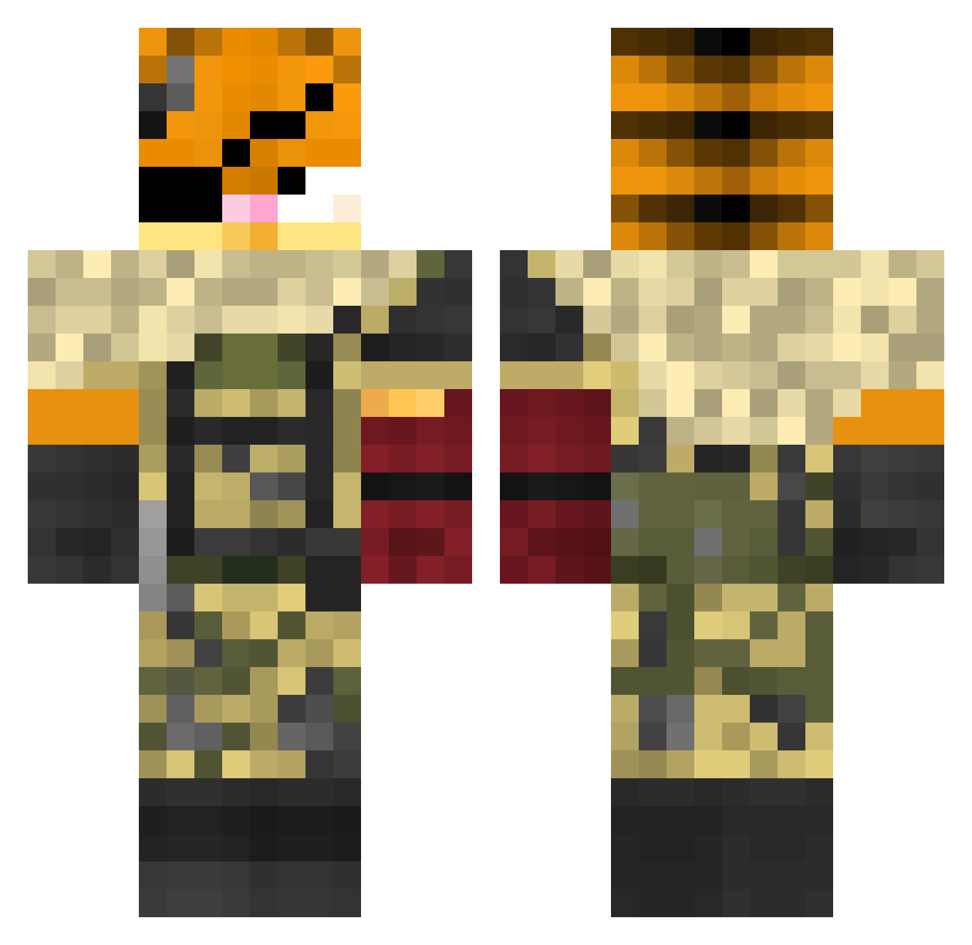 _xXn00bsl4y3rXx_ Minecraft skin, front and back view