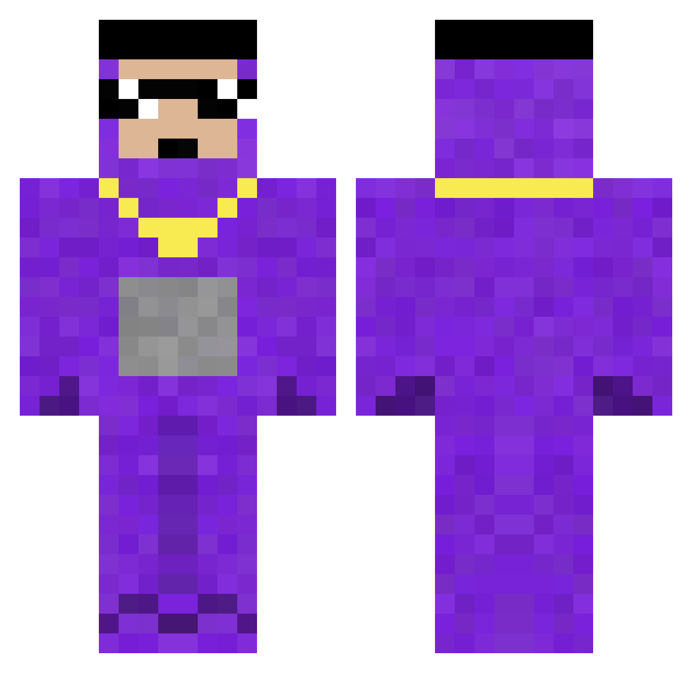 Supermode Minecraft skin, front and back view