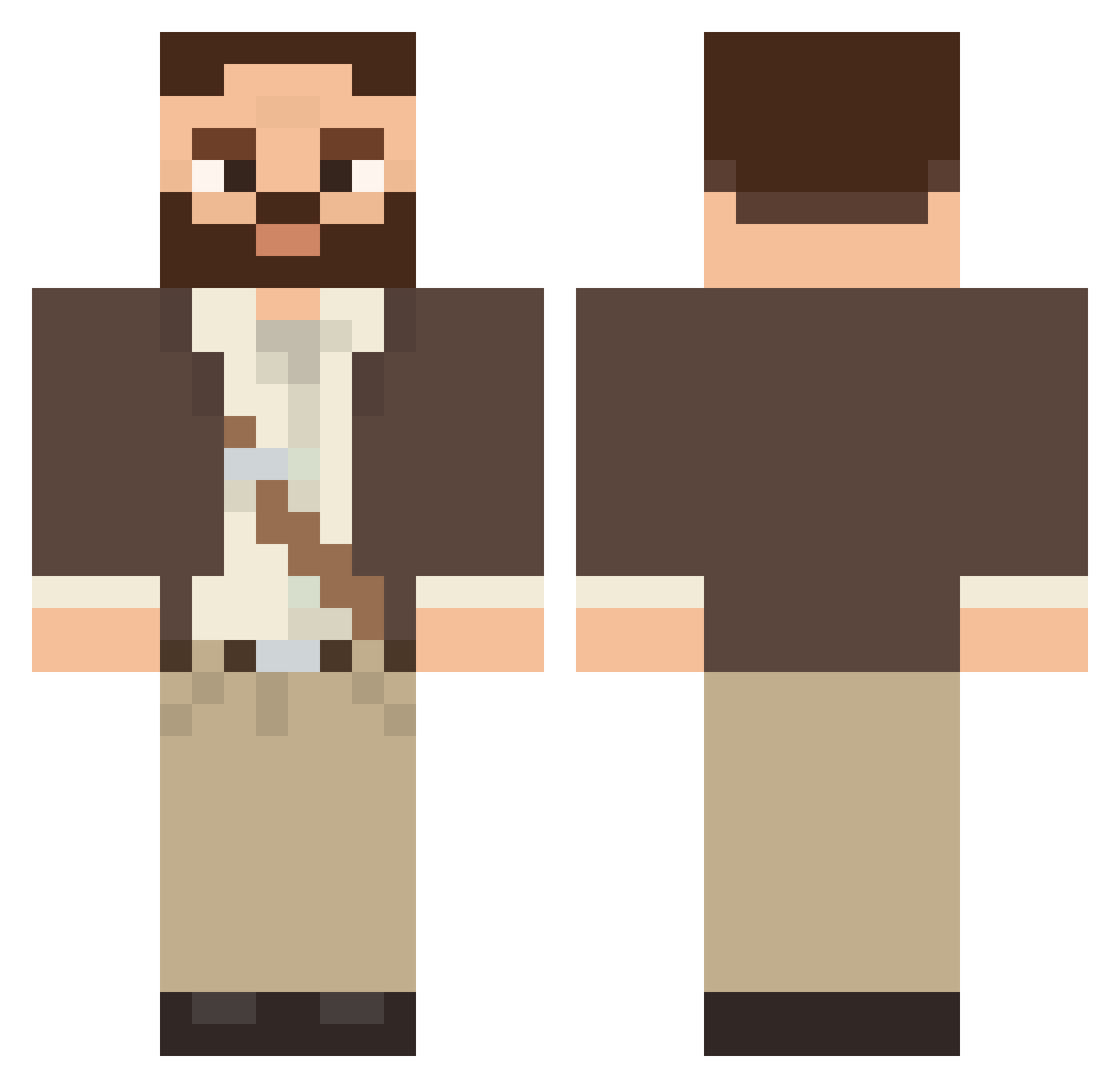 DozerDoug Minecraft skin, front and back view